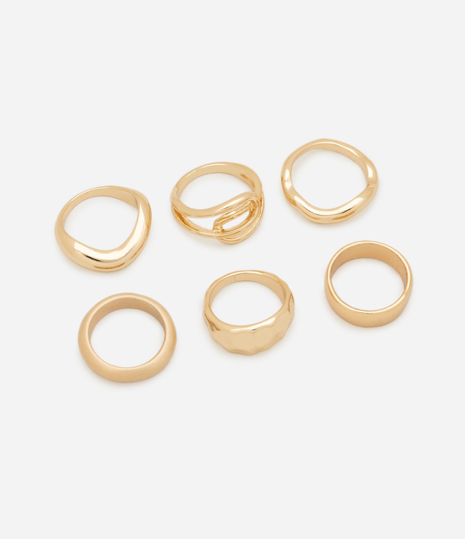 Kit 06 Anéis Diversos Dourado 1