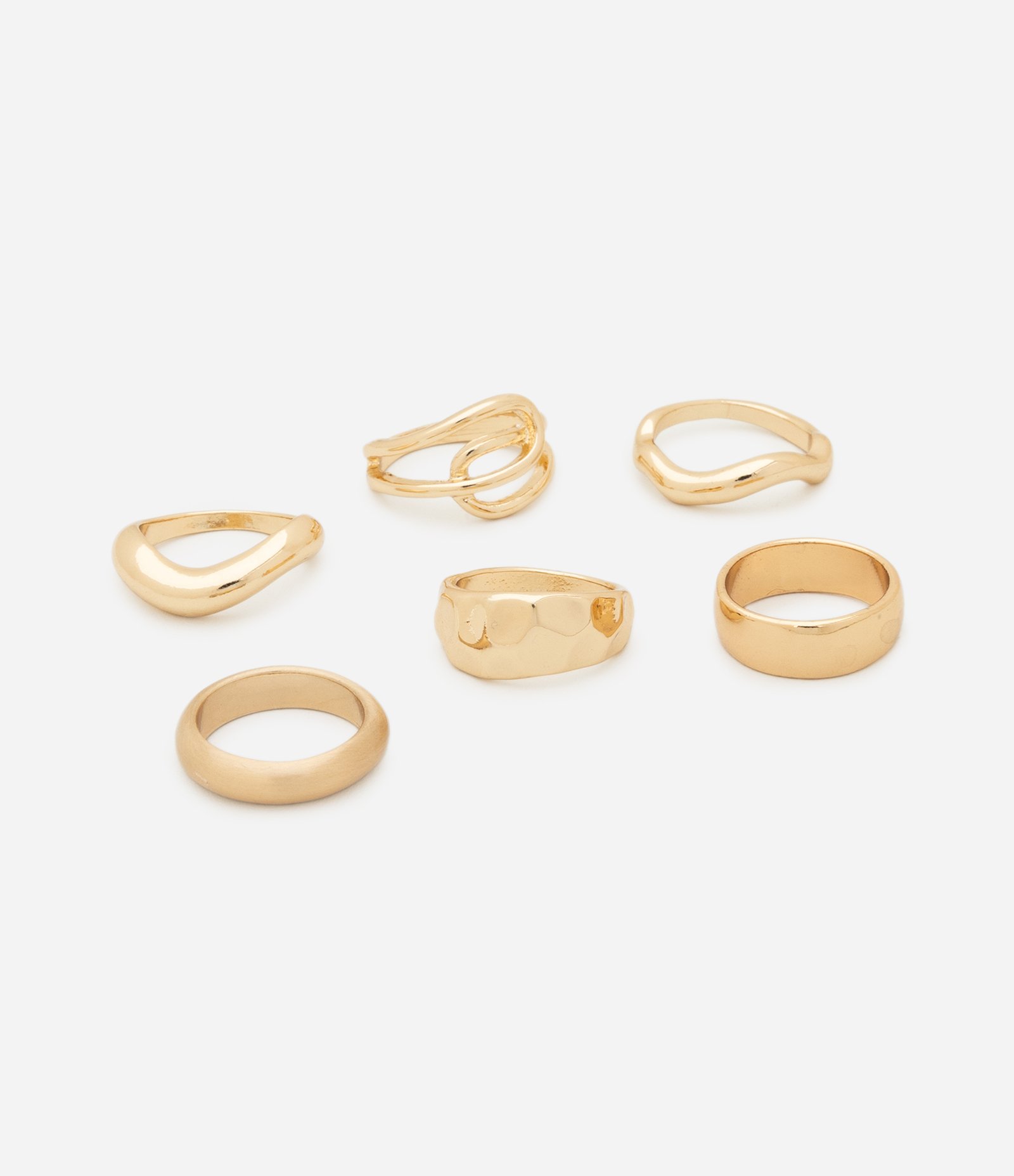 Kit 06 Anéis Diversos Dourado 2