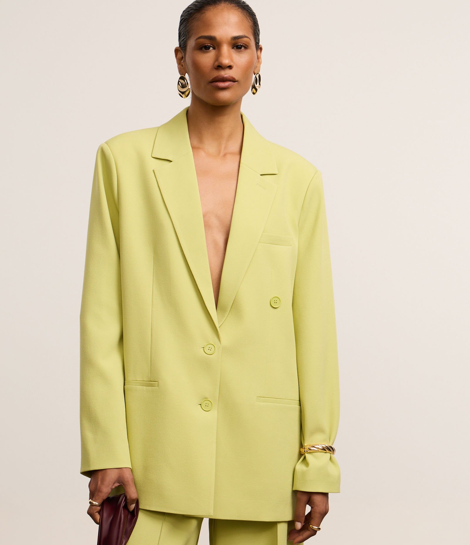 Blazer Over Alfaiatado com Linho e Botões Duplos 1