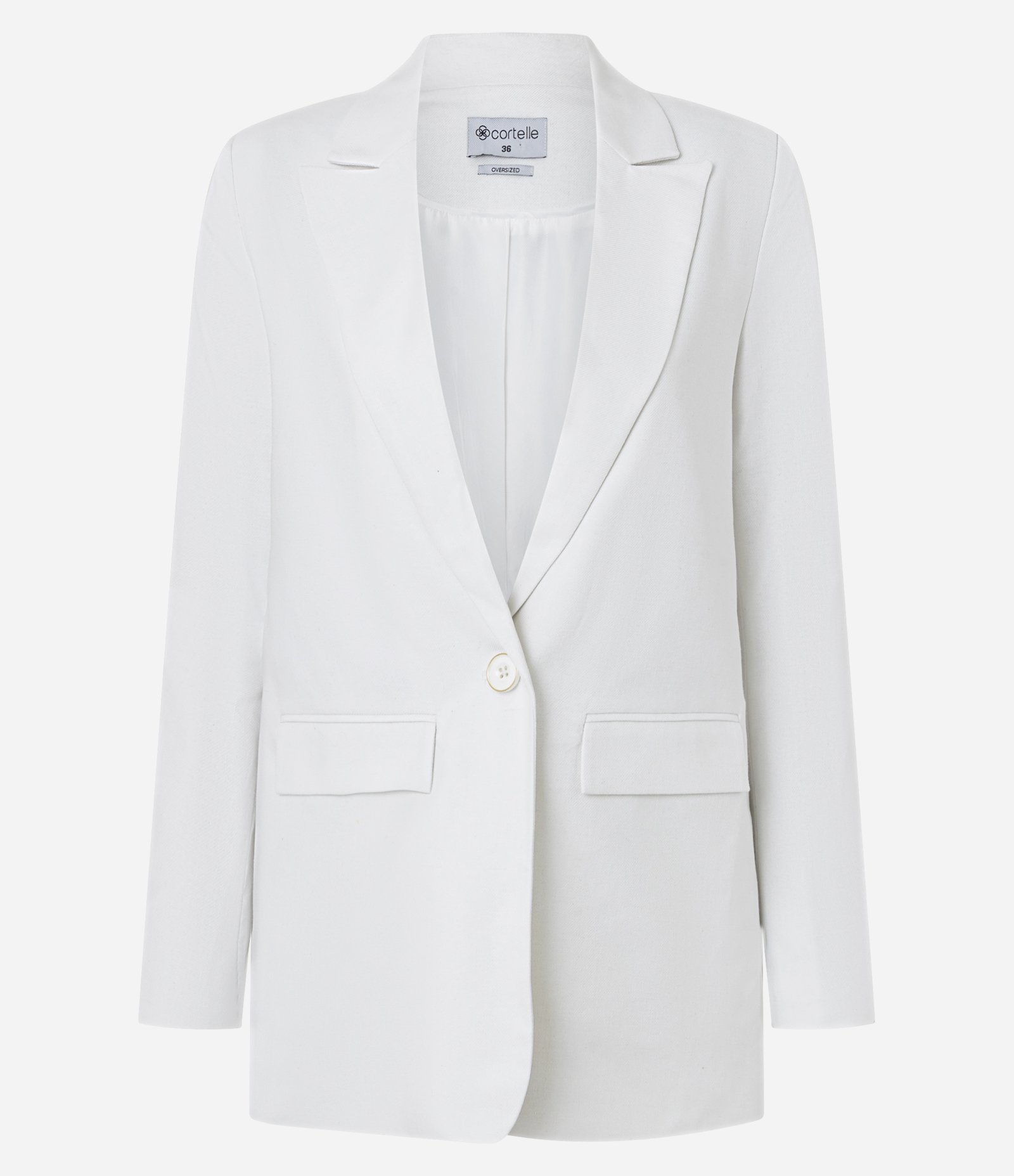 Blazer Oversized Alfaiatado com Botão Único e Lapelas Off White 6
