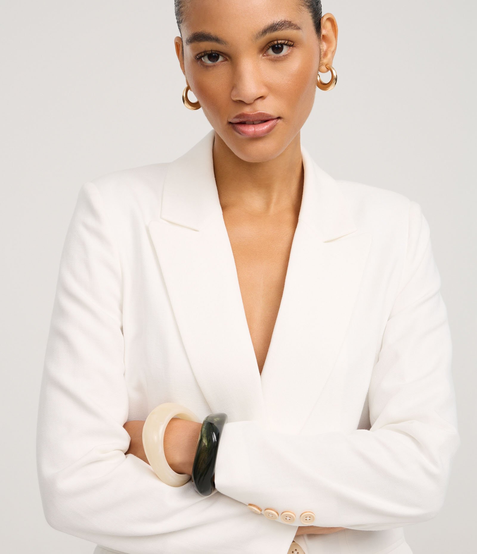 Blazer com Linho e Lapela na Gola Branco 3