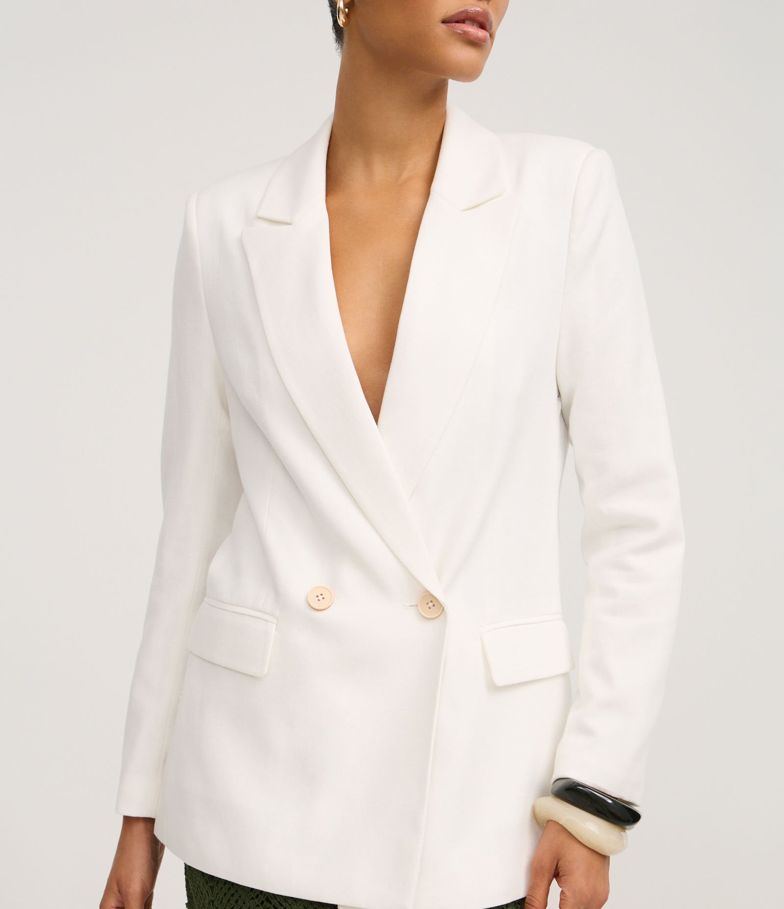 Blazer com Linho e Lapela na Gola Branco 4