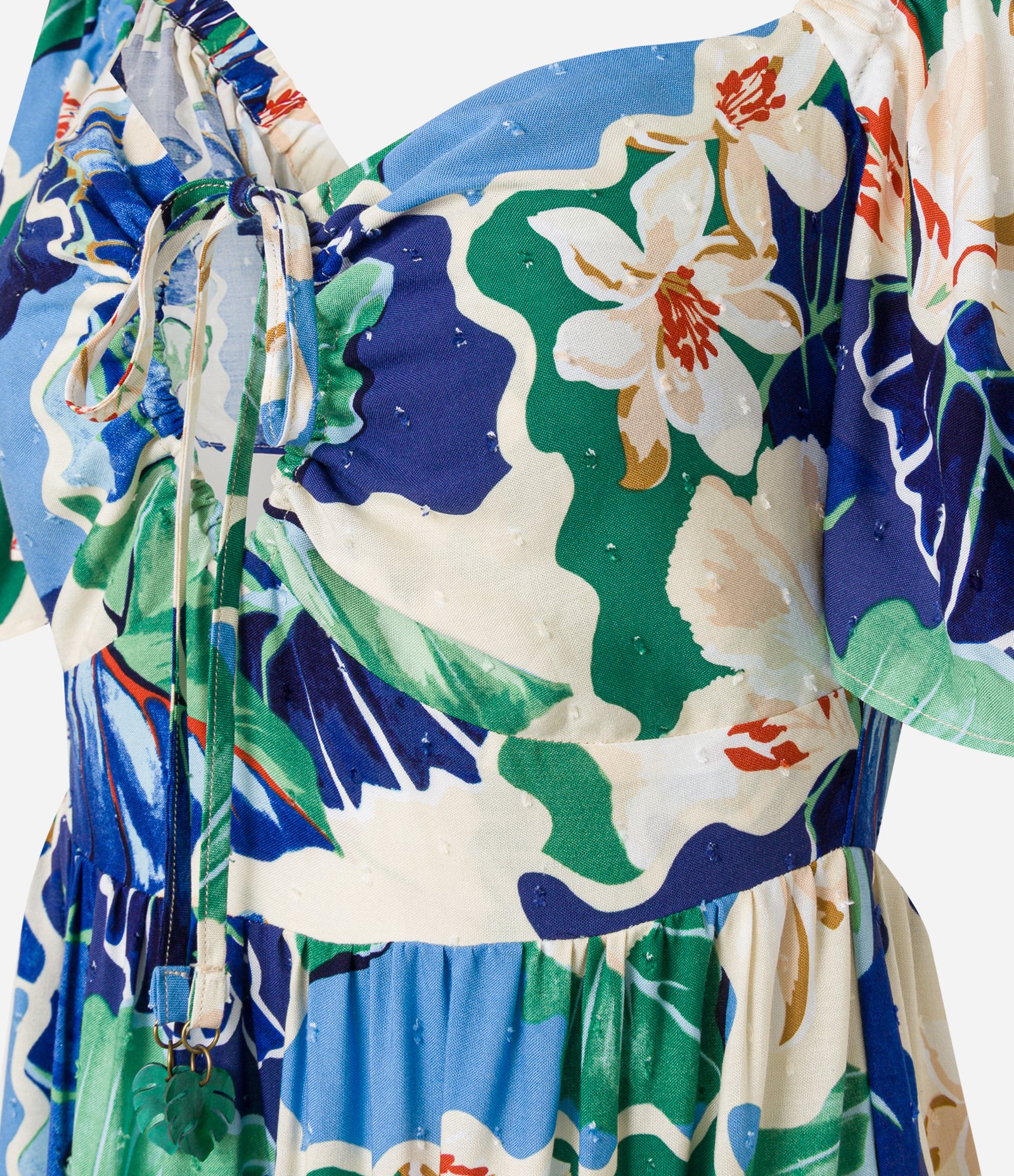 Vestido Longo Evasê com Amarração no Decote e Estampa Floral Multicores 7