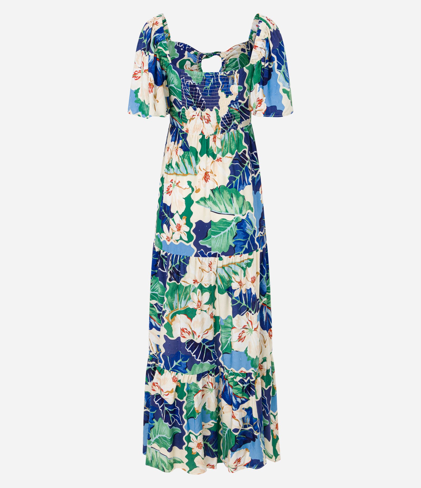 Vestido Longo Evasê com Amarração no Decote e Estampa Floral Multicores 8
