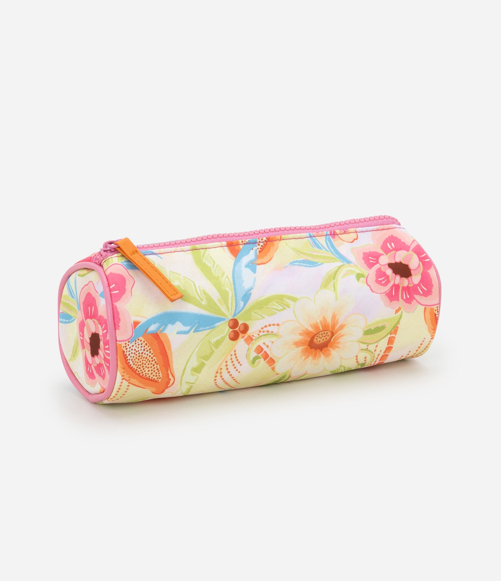 Nécessaire Retangular Pequena em Poliamida com Estampa Floral Multicores 1