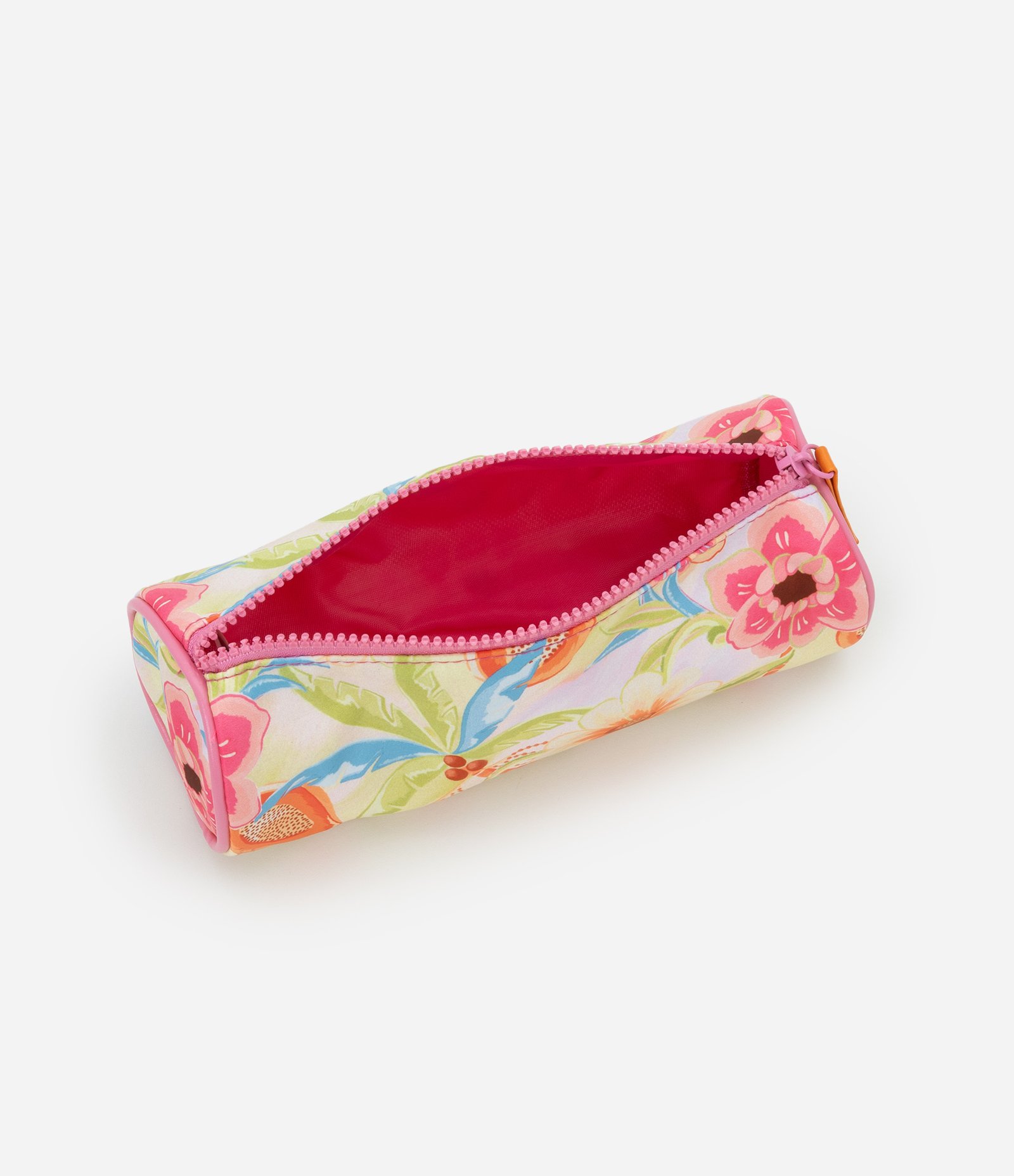 Nécessaire Retangular Pequena em Poliamida com Estampa Floral Multicores 2