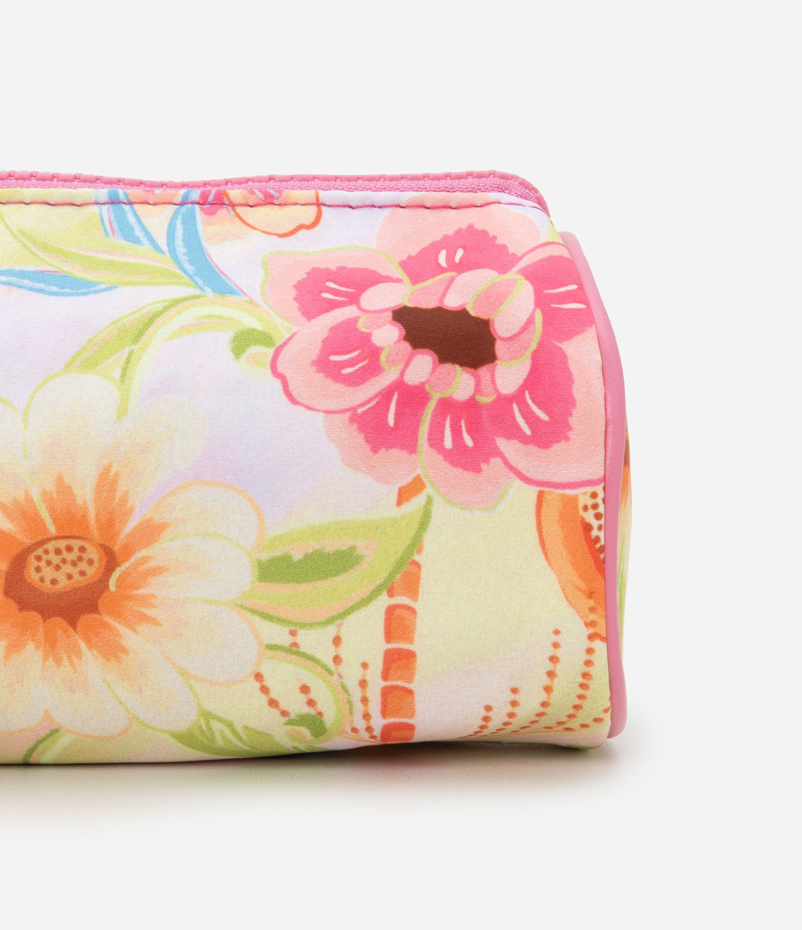 Nécessaire Retangular Pequena em Poliamida com Estampa Floral Multicores 4