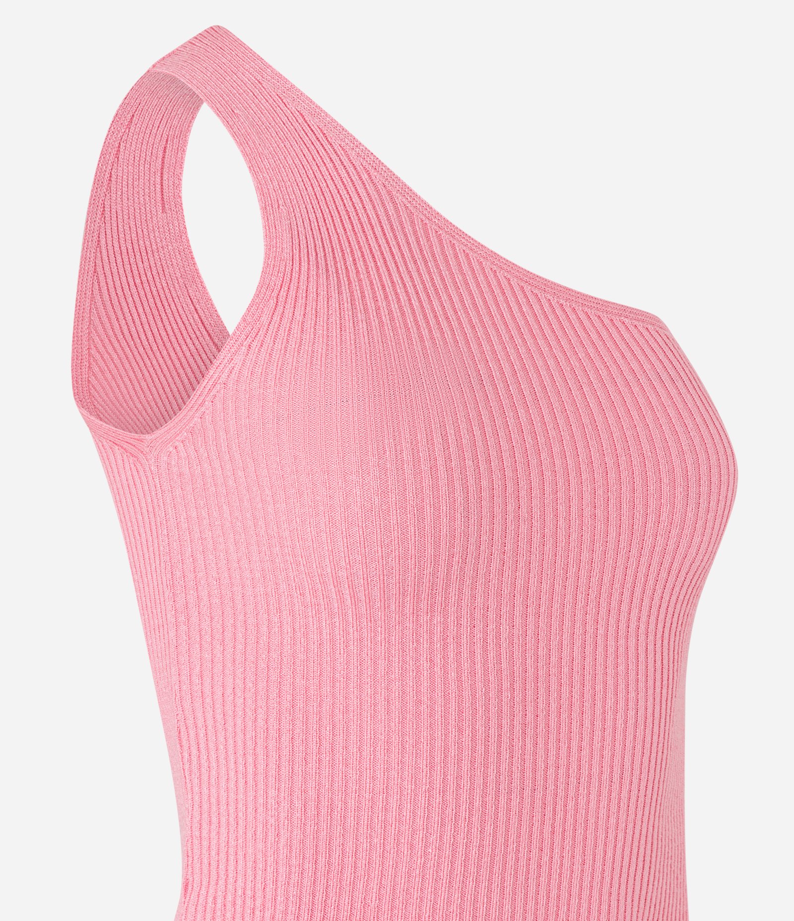 Blusa em Tricô com Decote Ombro Só e Babado na Barra Rosa 7