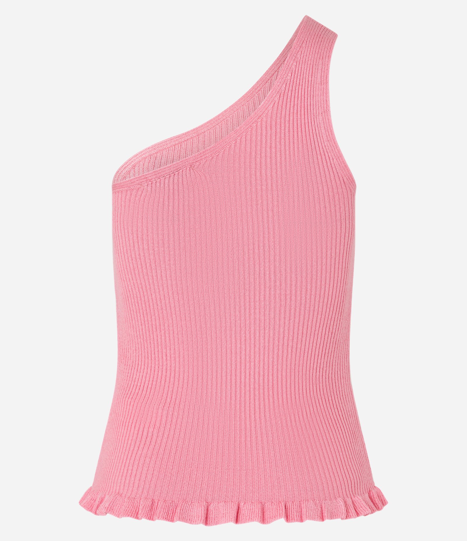 Blusa em Tricô com Decote Ombro Só e Babado na Barra Rosa 8