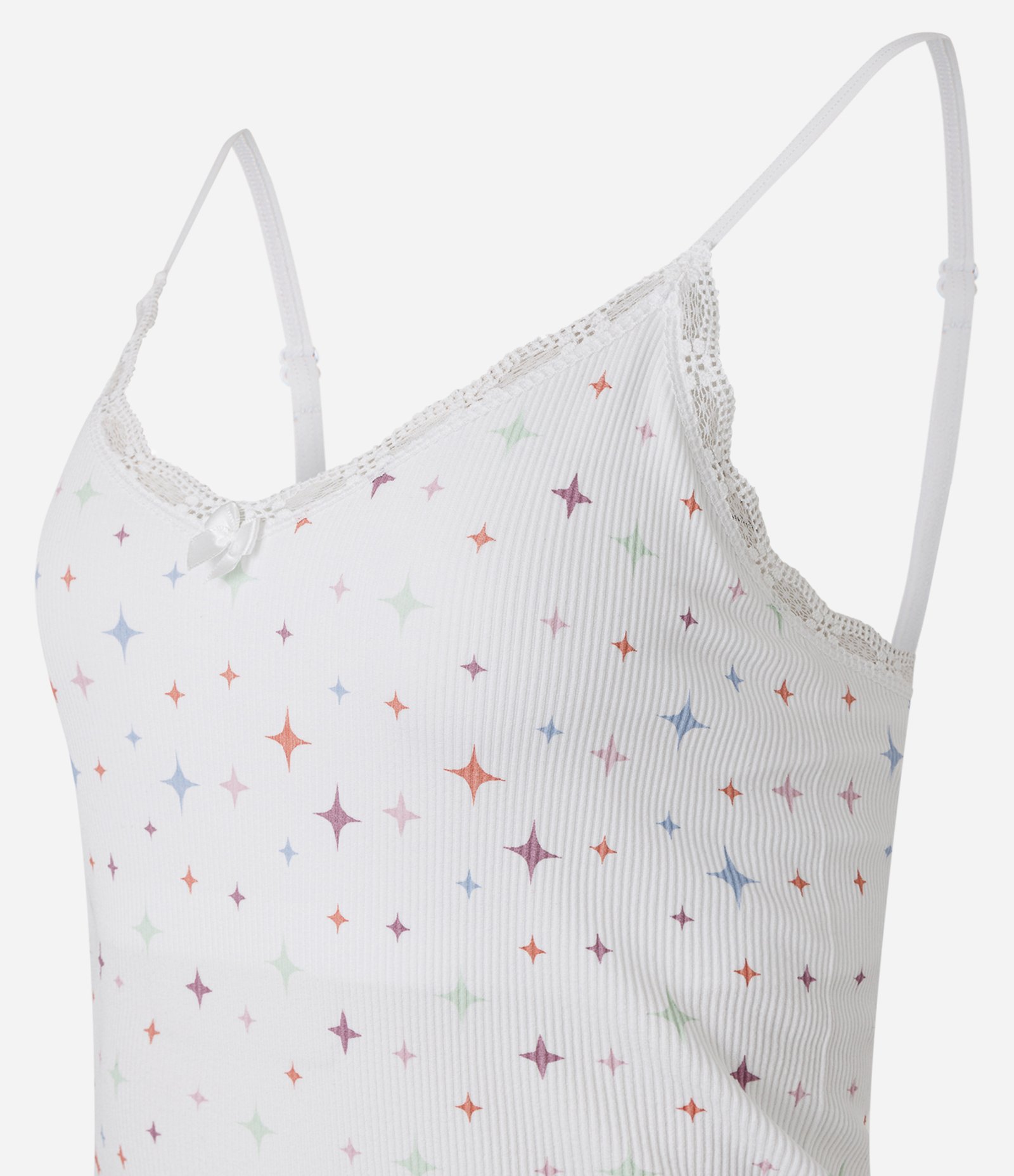 Pijama Short Doll Seamless com Estampa de Brilhinhos Branco 5