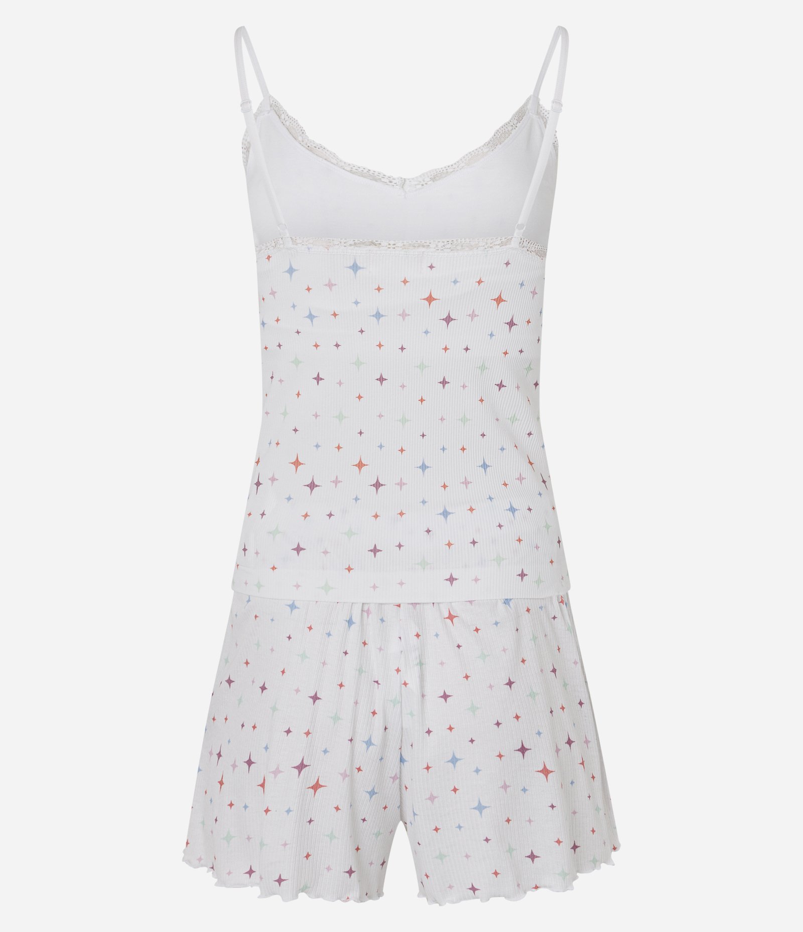Pijama Short Doll Seamless com Estampa de Brilhinhos Branco 6