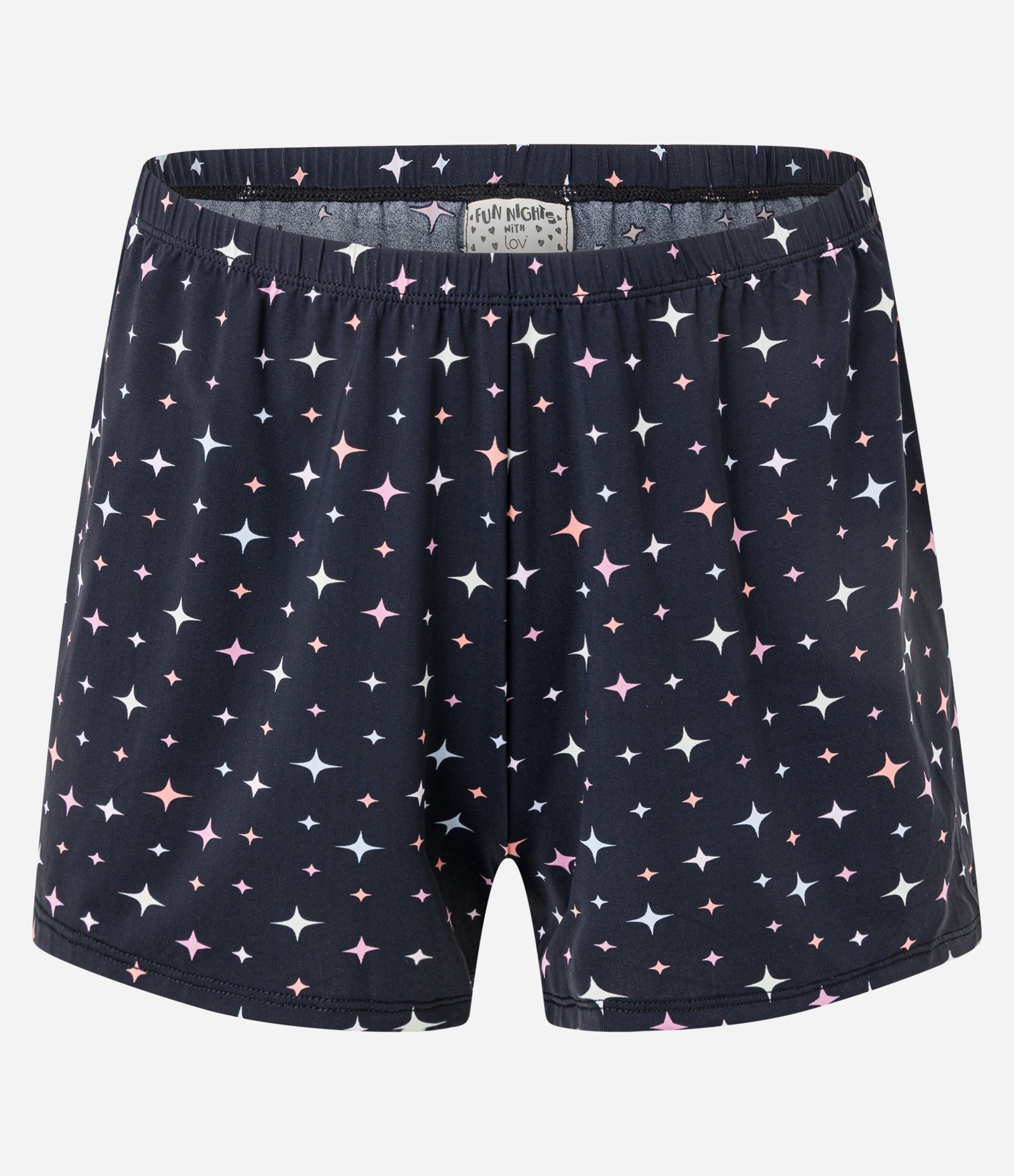 Pijama Short Doll em Microfibra com Rendinha e Estampa Brilhos Preto 7