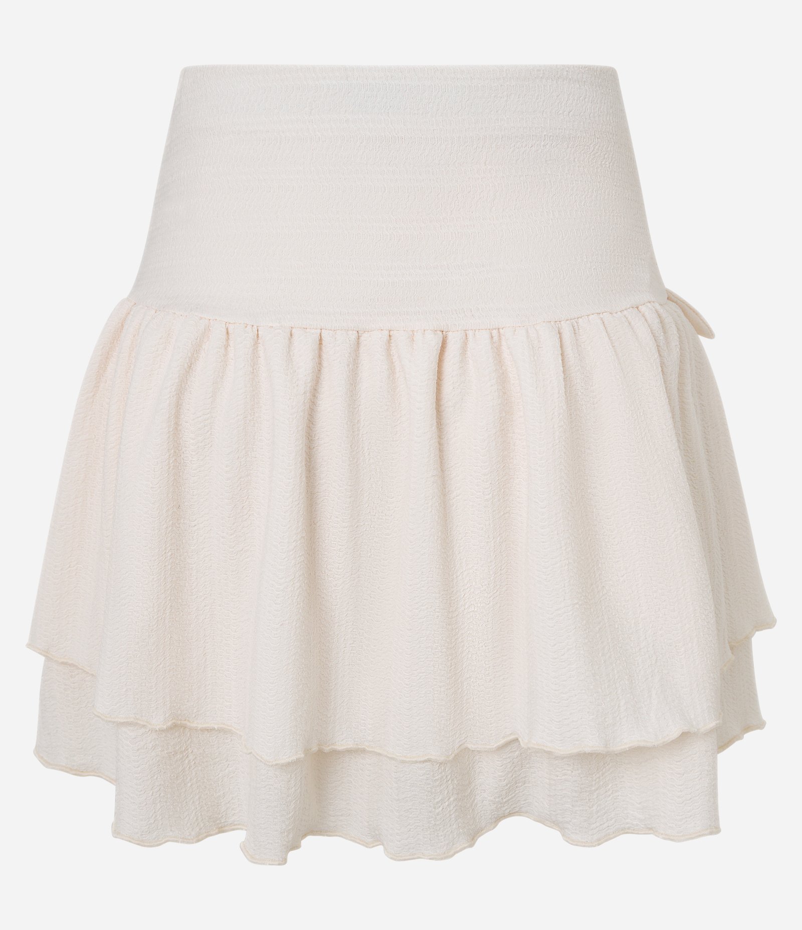 Saia Curta em Crepe com Babados e Bolsos Off White 7