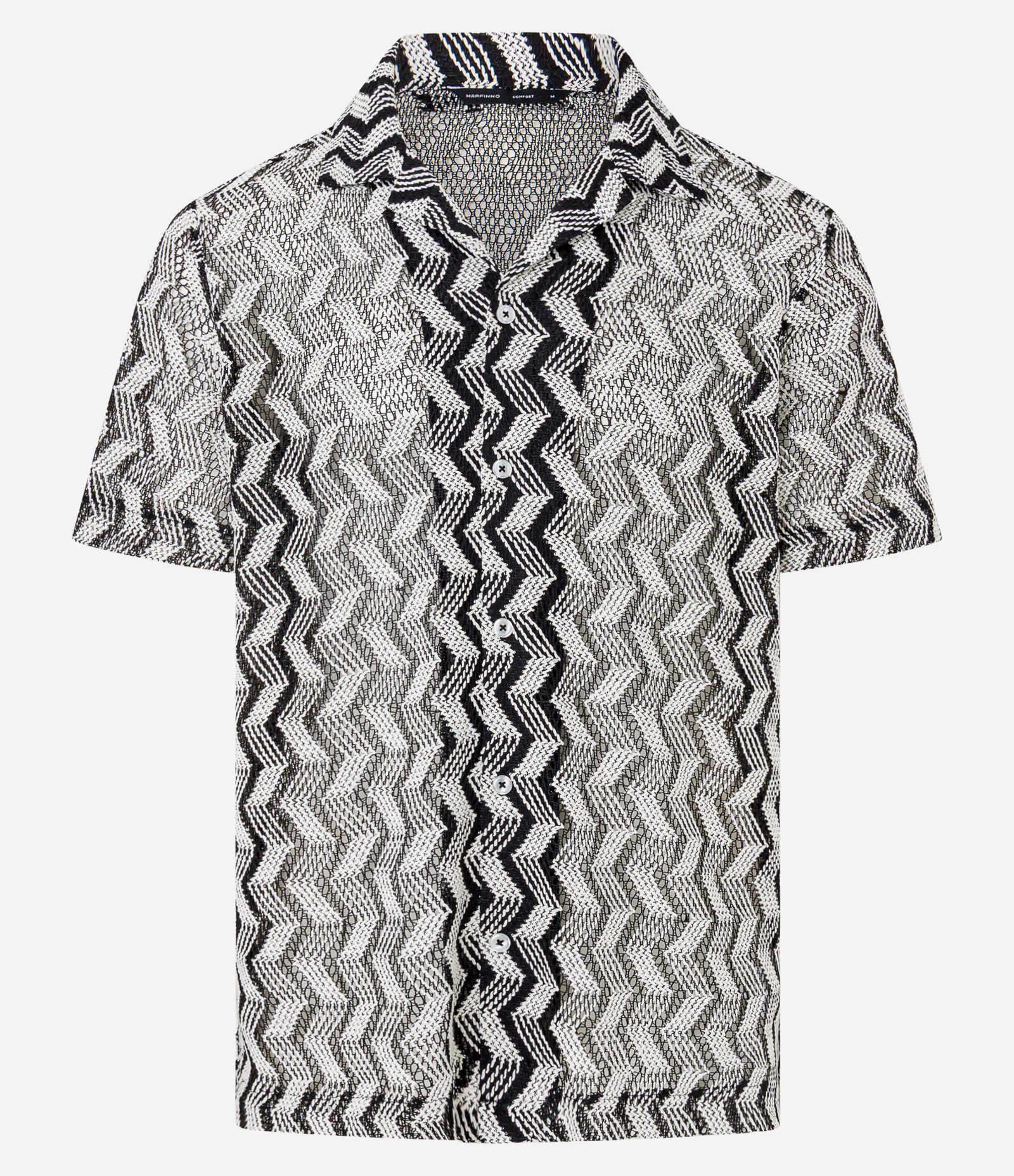 Camisa Comfort com Estampa Zig Zag Texturizada Preto 4