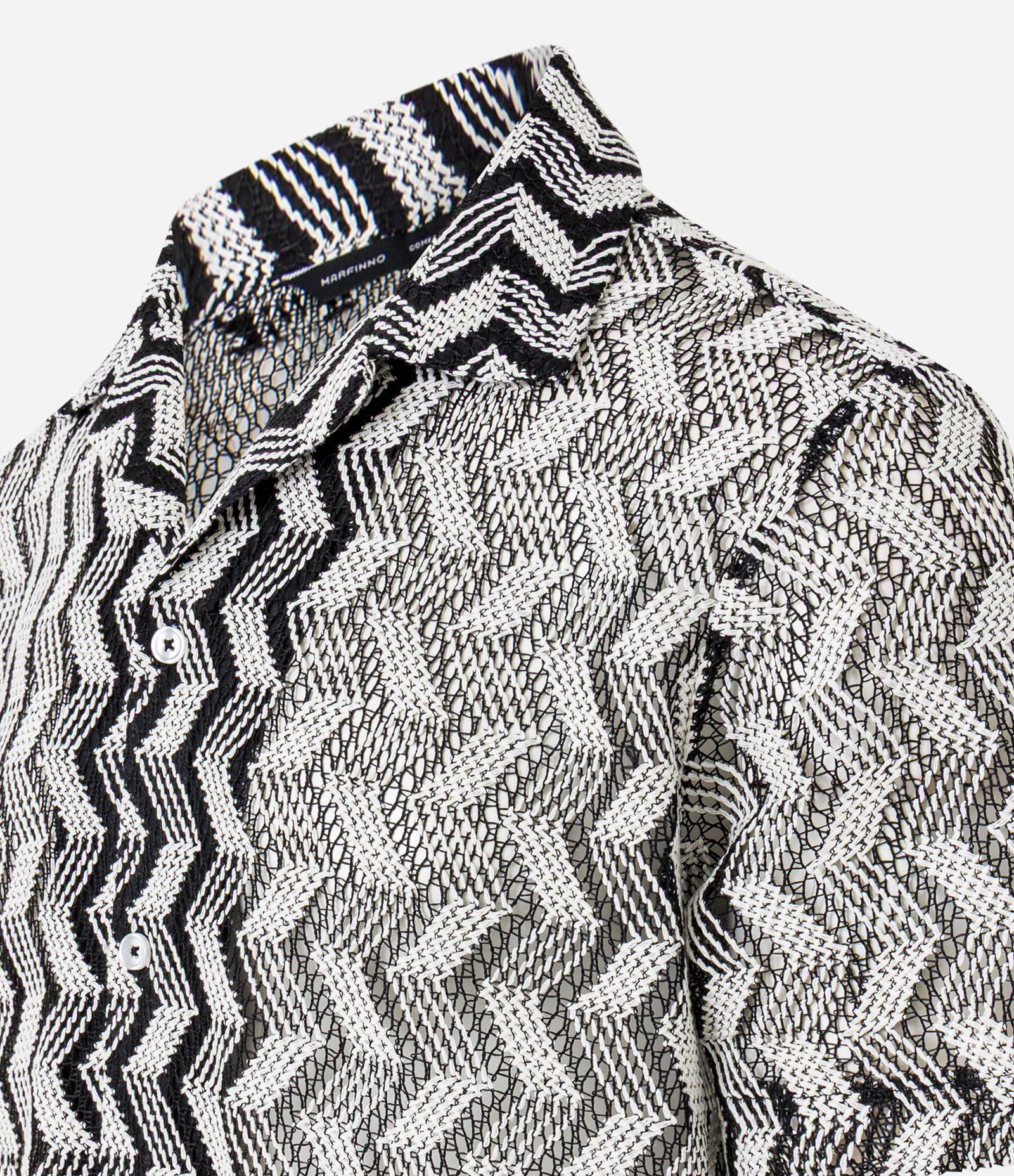 Camisa Comfort com Estampa Zig Zag Texturizada Preto 5