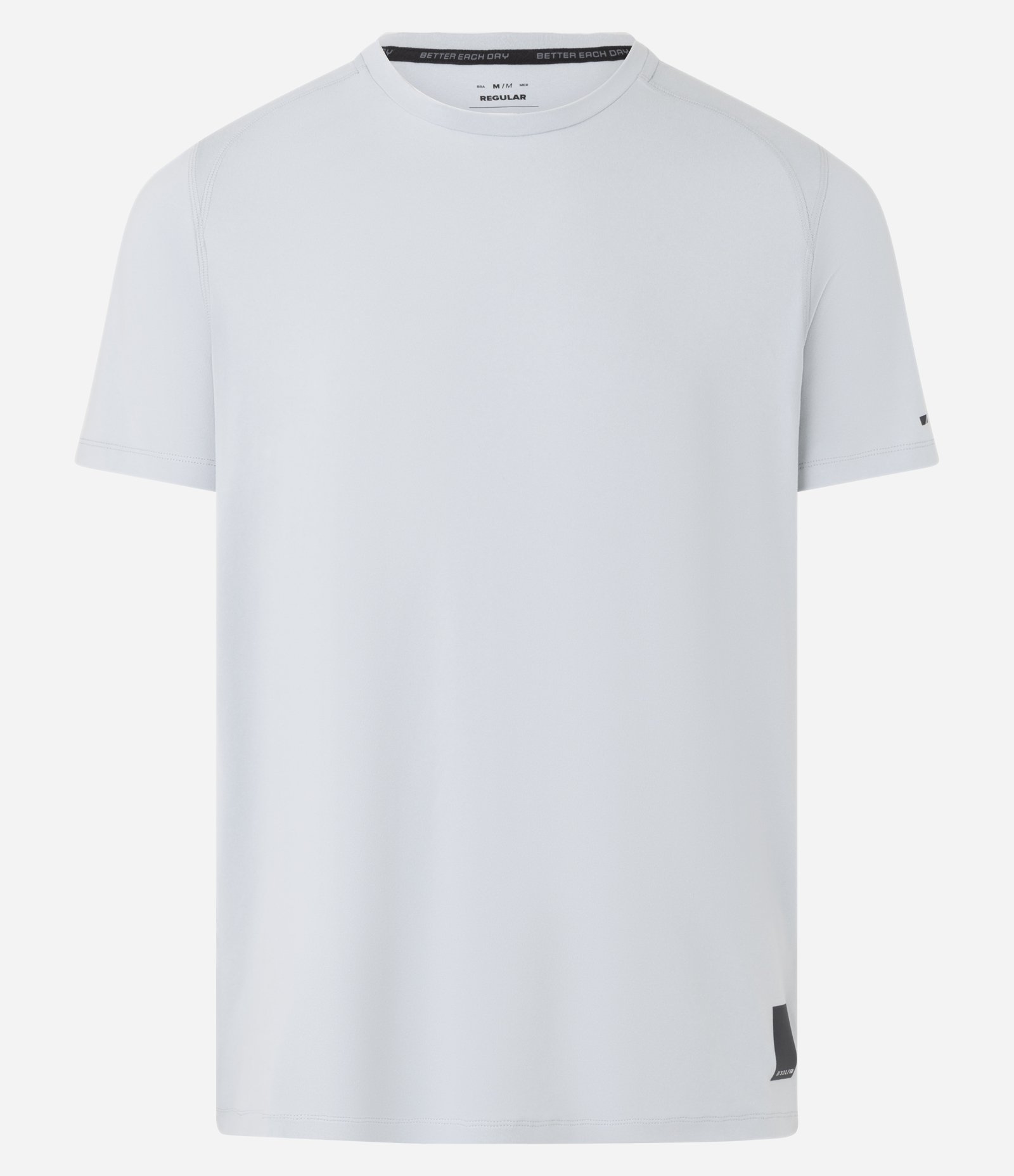 Camiseta Regular Esportiva em Tecnologia Dry com Etiqueta na Barra Cinza 7