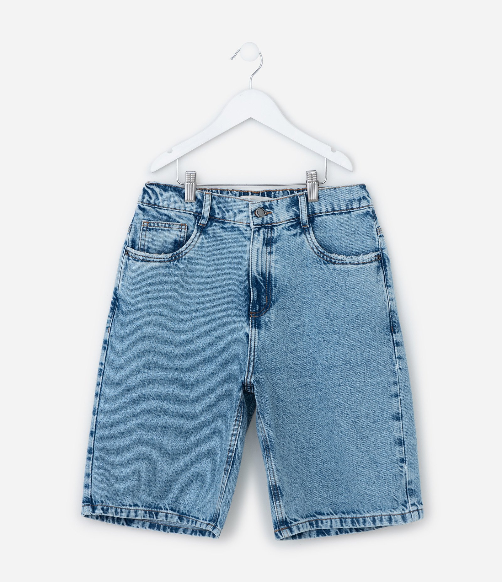 Bermuda Baggy Infantil Jeans - Tam 5 a 14 Anos Azul 1