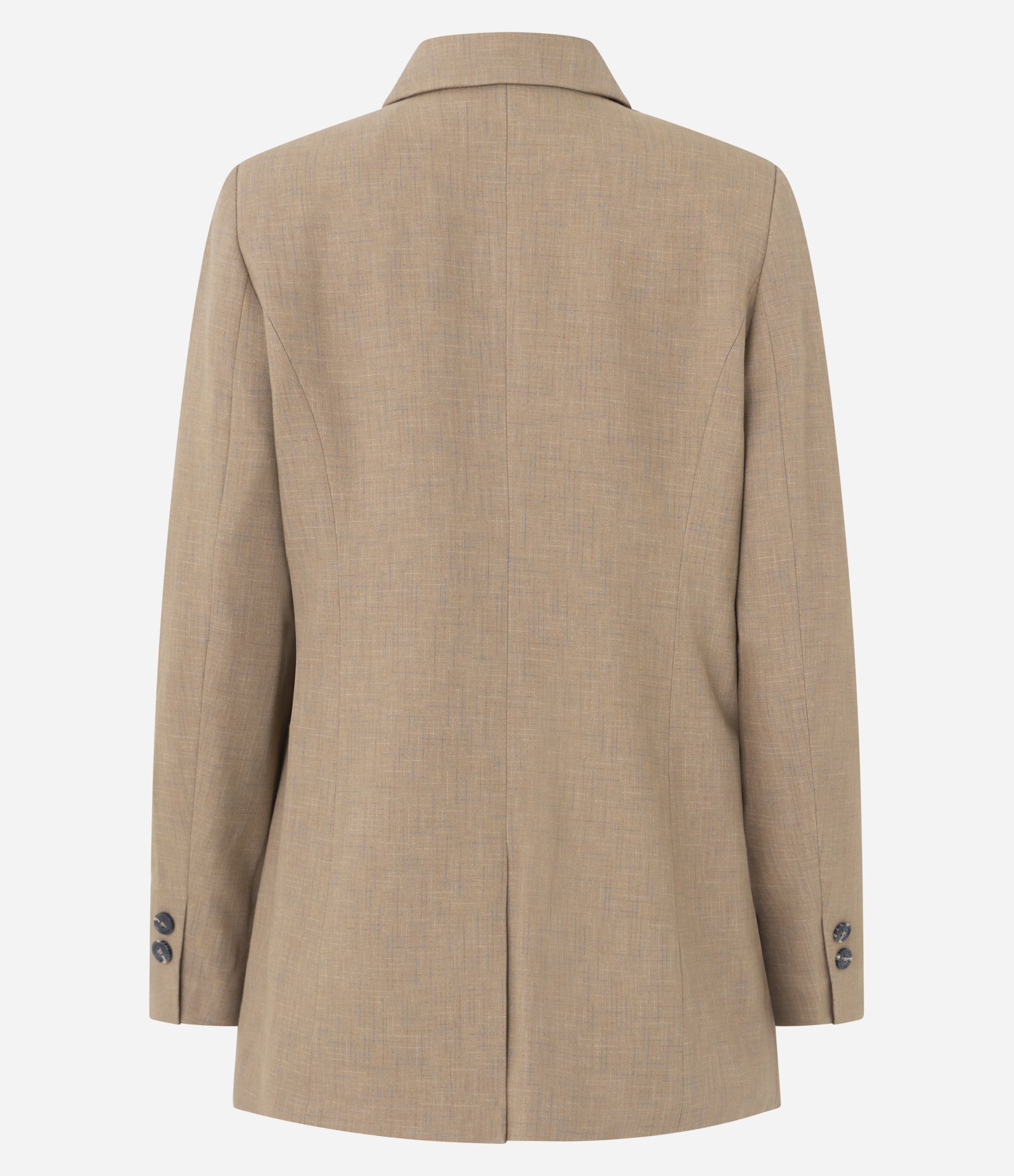 Blazer Comfort Alfaiatado com Lapelas e Linhas Pontilhadas Bege Escuro 9