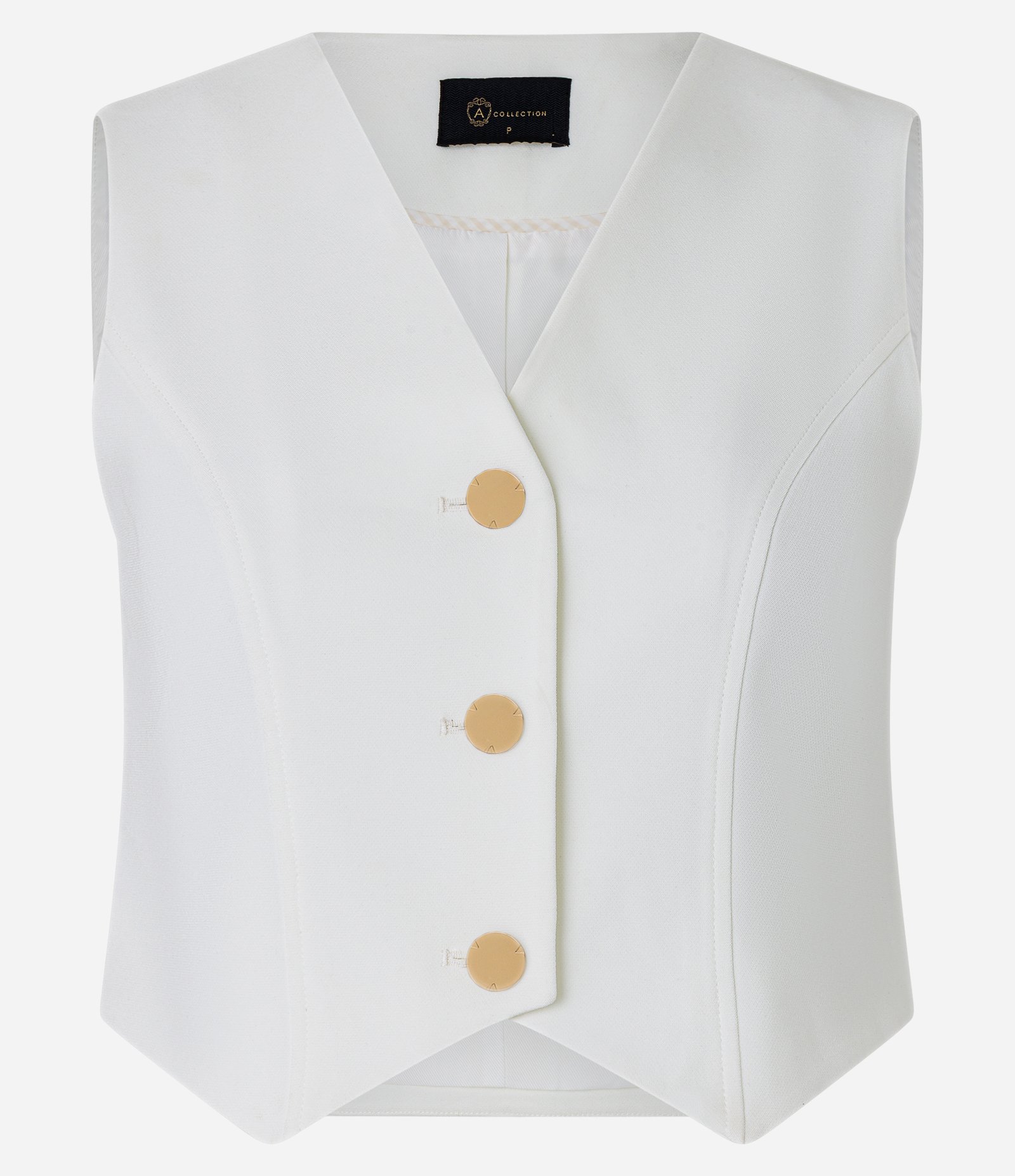 Colete em Crepe com Abotoamento e Decote V Branco 5