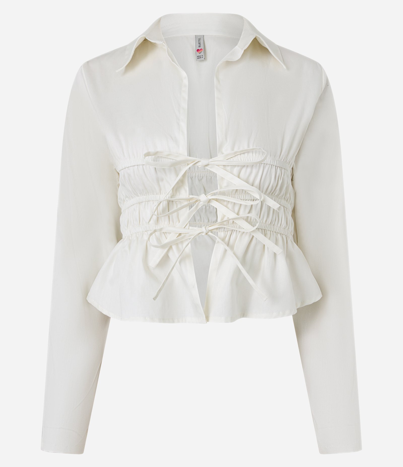 Camisa em Tricoline com Amarração e Colissê na Cintura Branco 1