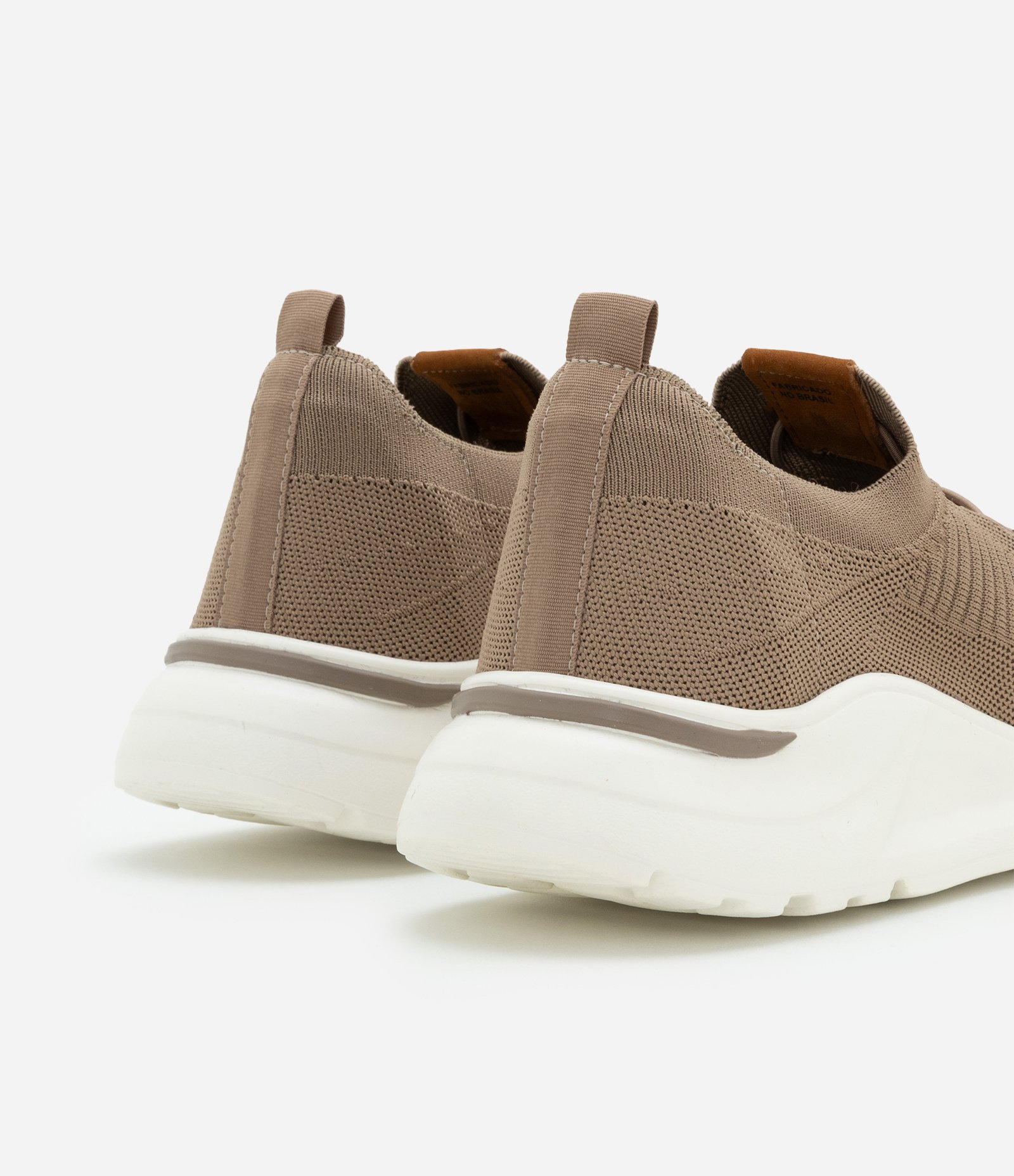 Tênis Esportivo Knit em Jacquard com Cadarço Elástico e Texturizado Marrom 6