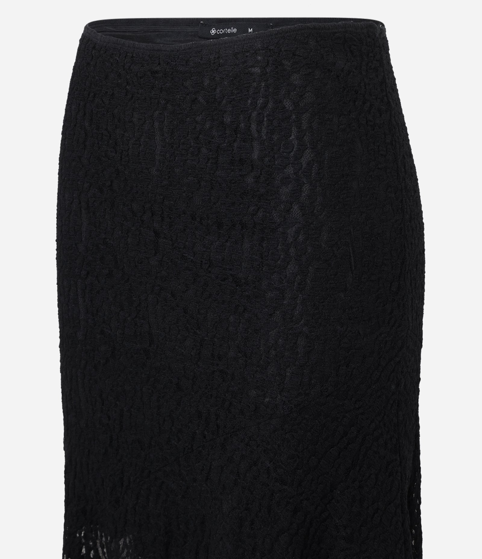 Saia New Midi em Renda com Barra Assimétrica Preto 8