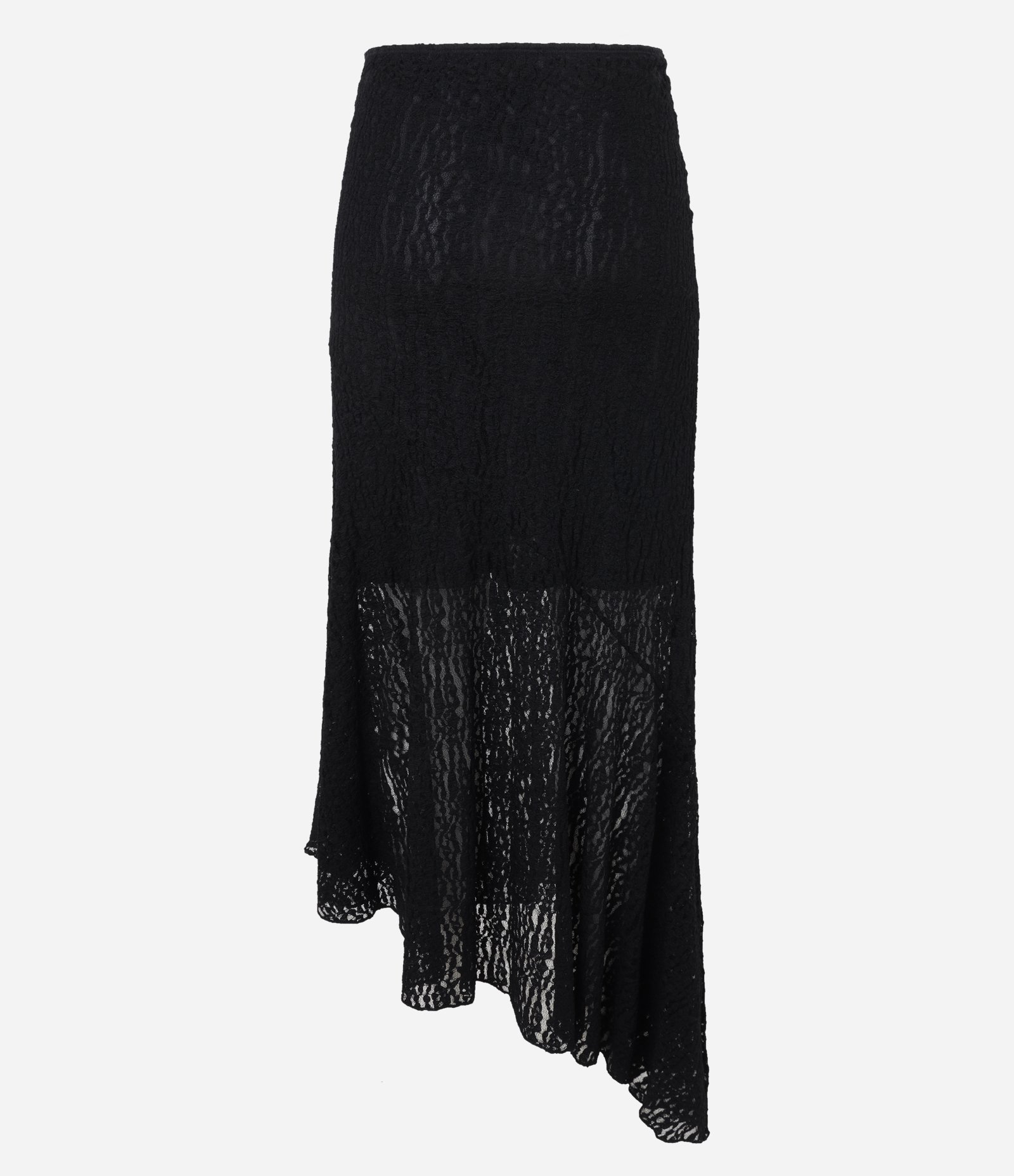 Saia New Midi em Renda com Barra Assimétrica Preto 9