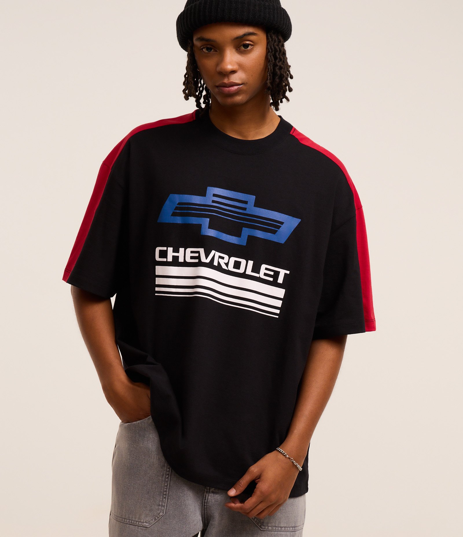 Camiseta Oversized em Malhão com Estampa Chevrolet Preto 1