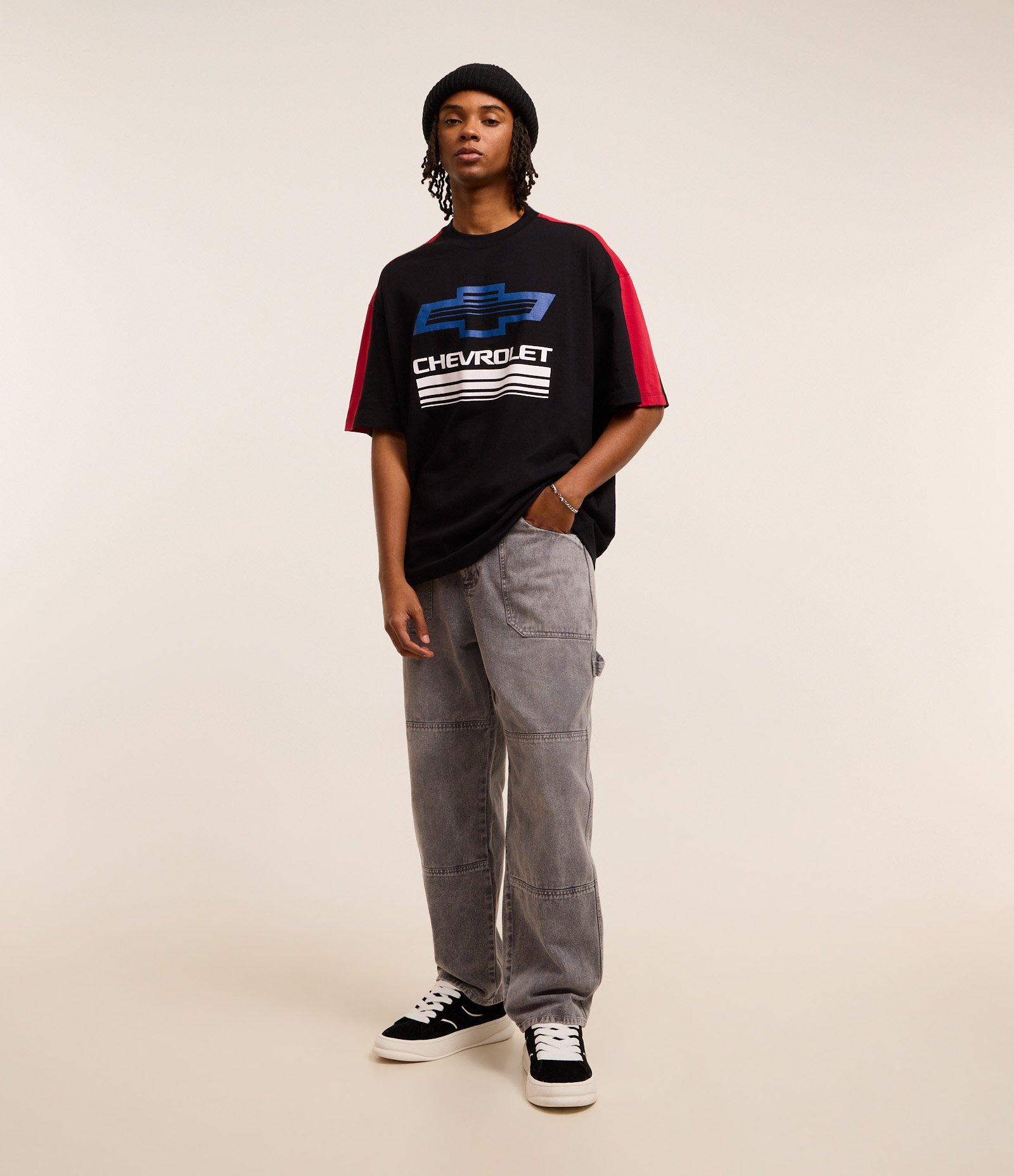 Camiseta Oversized em Malhão com Estampa Chevrolet Preto 2