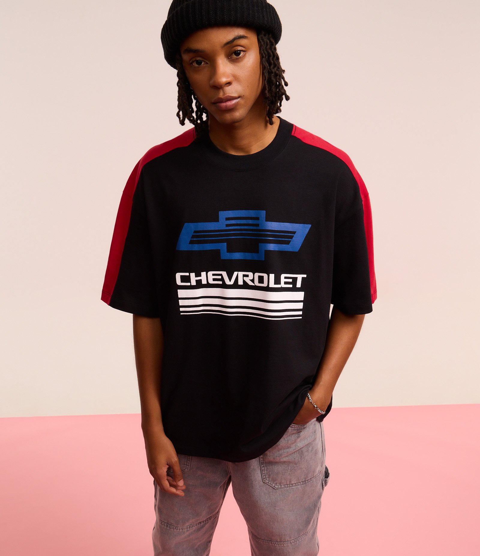 Camiseta Oversized em Malhão com Estampa Chevrolet Preto 4