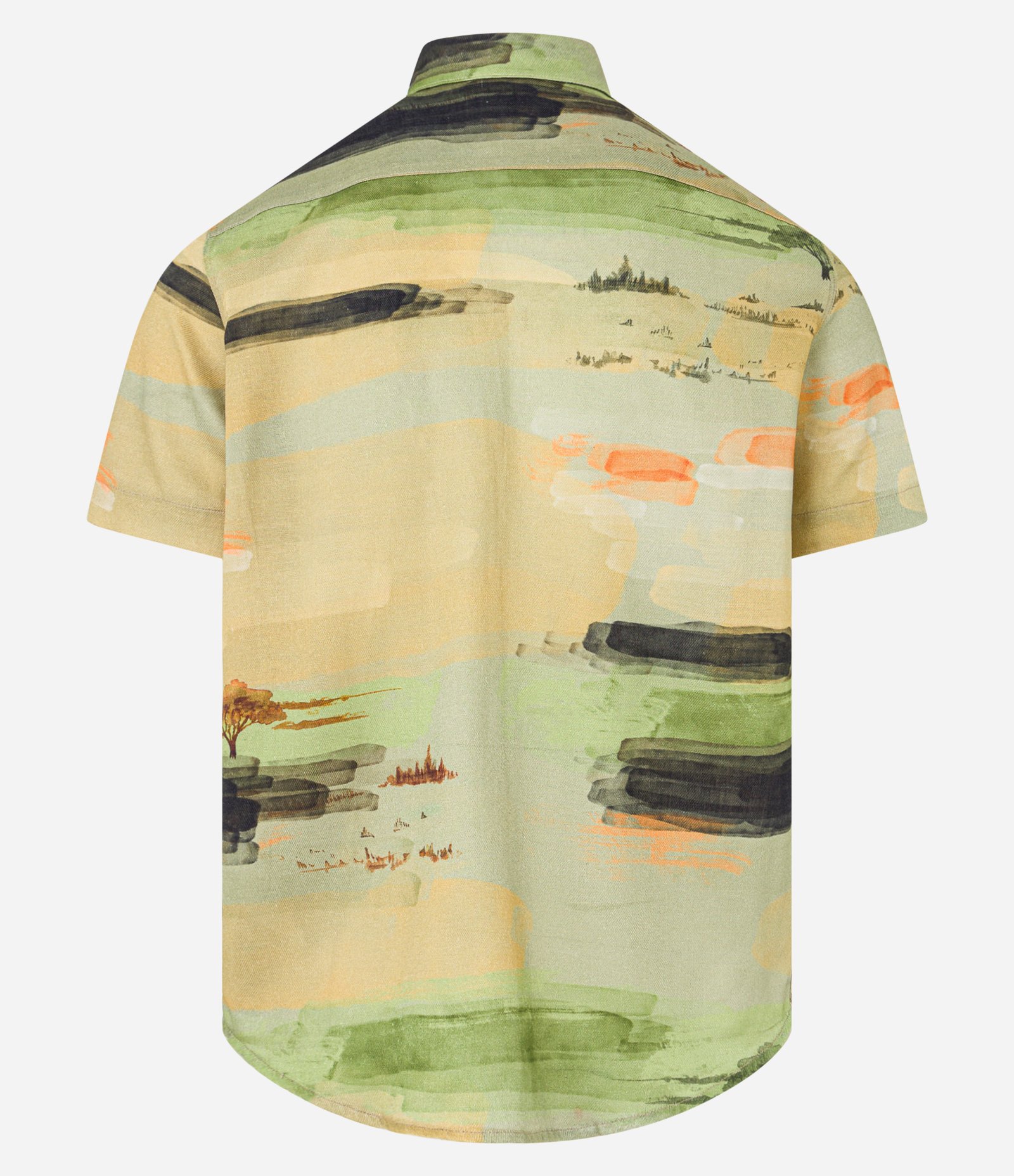 Camisa Regular em Cambraia com Estampa de Paisagem Estilo Aquarela Multicores 5