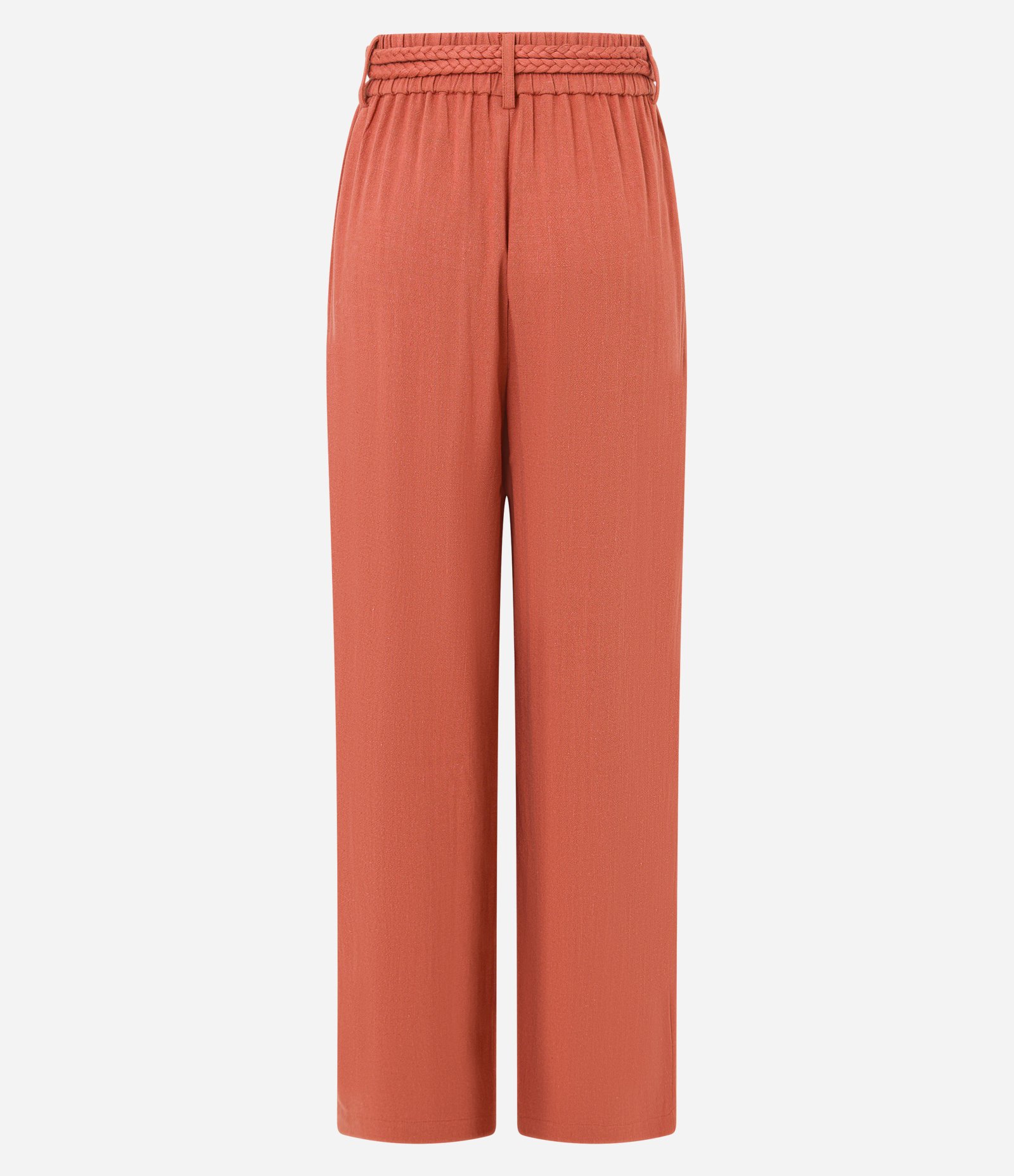 Calça Wide Leg em Viscolinho com Pregas e Cinto Corda Laranja 7
