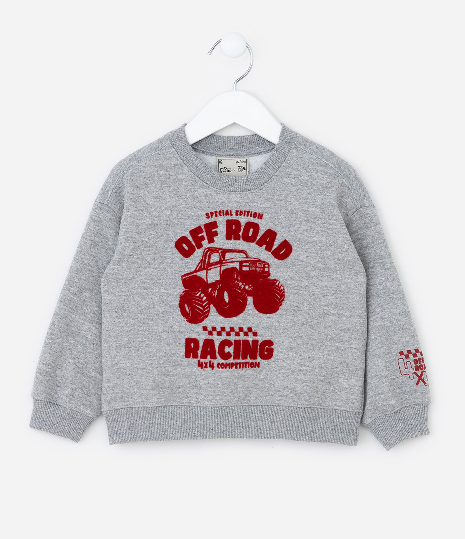 Casaco Infantil Quentinho com Estampa Carro - Tam 1 a 6 Anos Cinza 1