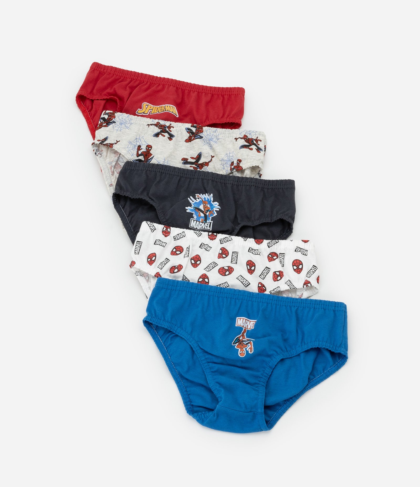 Kit 05 Cuecas Slip Infantil com Estampa da Homem-Aranha - Tam 2 a 8 Anos Multicores 1