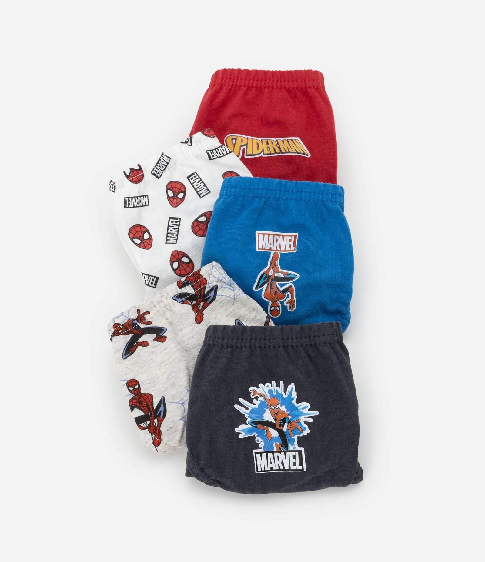 Kit 05 Cuecas Slip Infantil com Estampa da Homem-Aranha - Tam 2 a 8 Anos Multicores 3