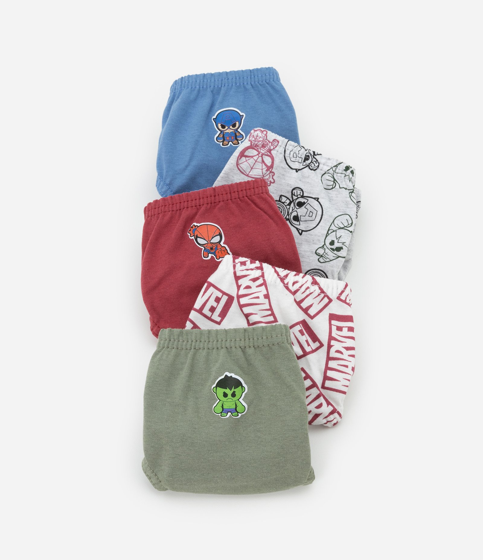 Kit 05 Cuecas Slip Infantil com Estampa Mini Heróis - Tam 2 a 6 Anos Multicores 3