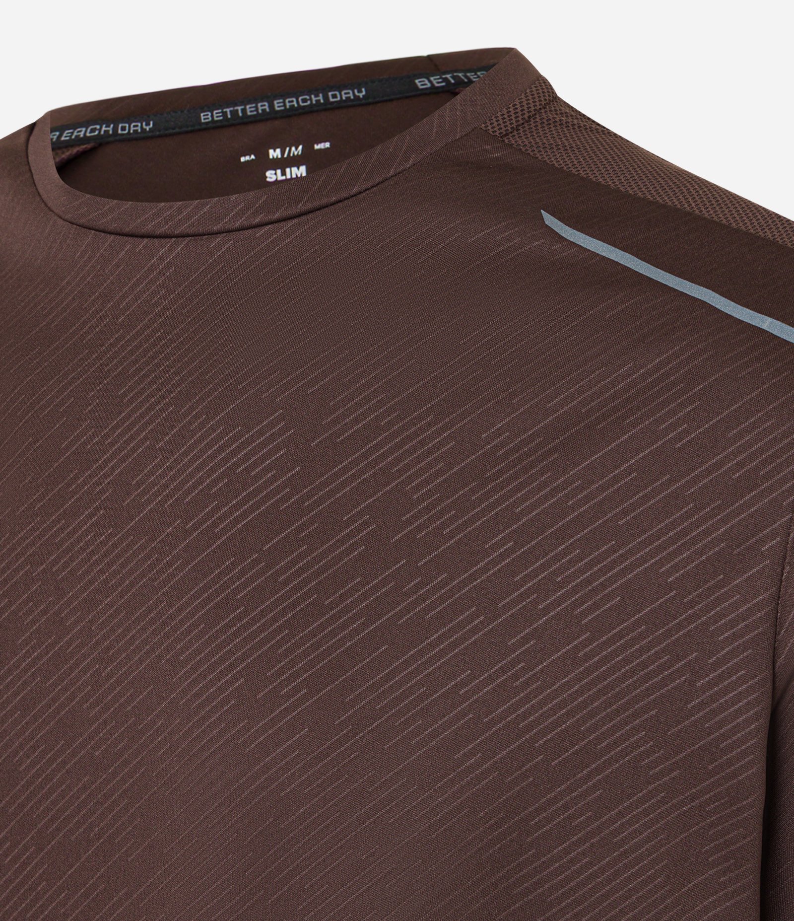 Camiseta Esportiva com Estampa Riscada com Proteção UV Marrom 6