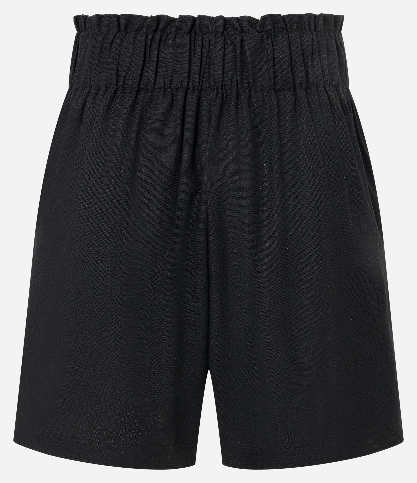 Short Cintura Alta em Viscolinho com Cinto e Amarração Preto 6