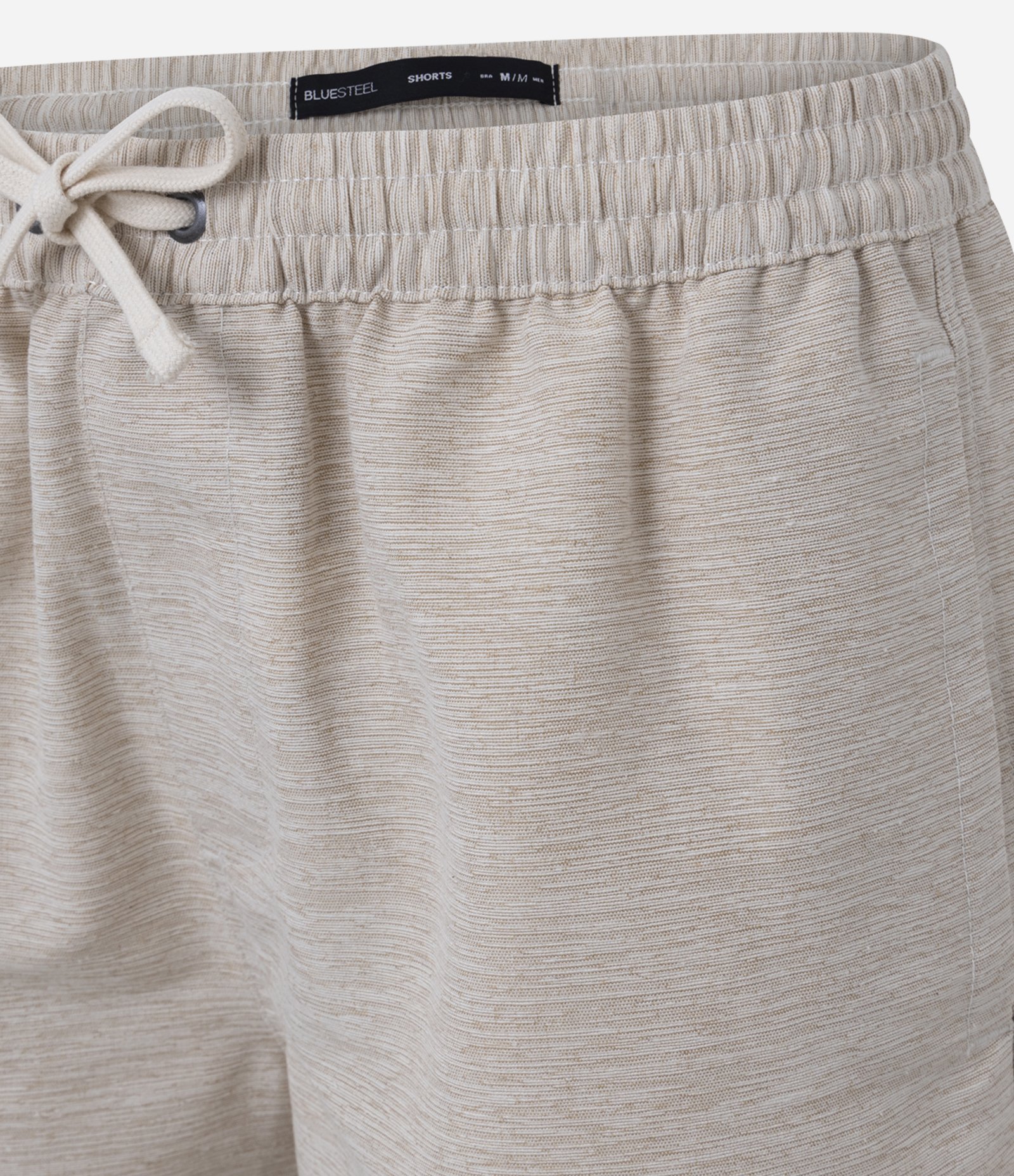 Bermuda Regular com Cordão e Efeito Rajado Bege 6
