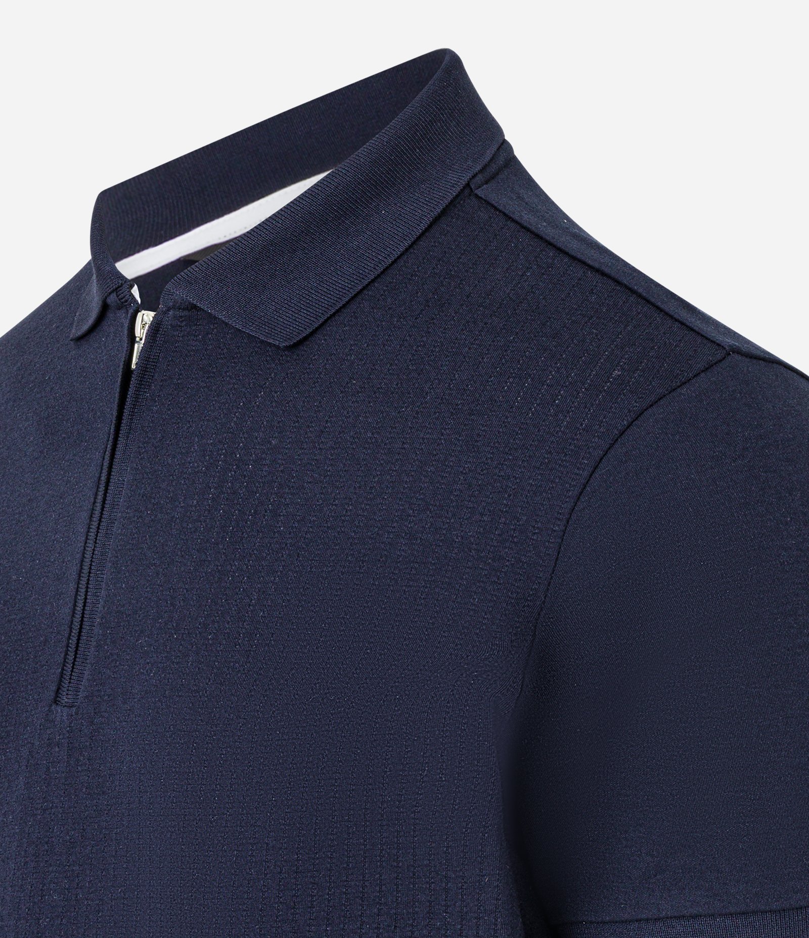 Camisa Polo em Algodão Peruano com Zíper na Gola Azul Marinho 6