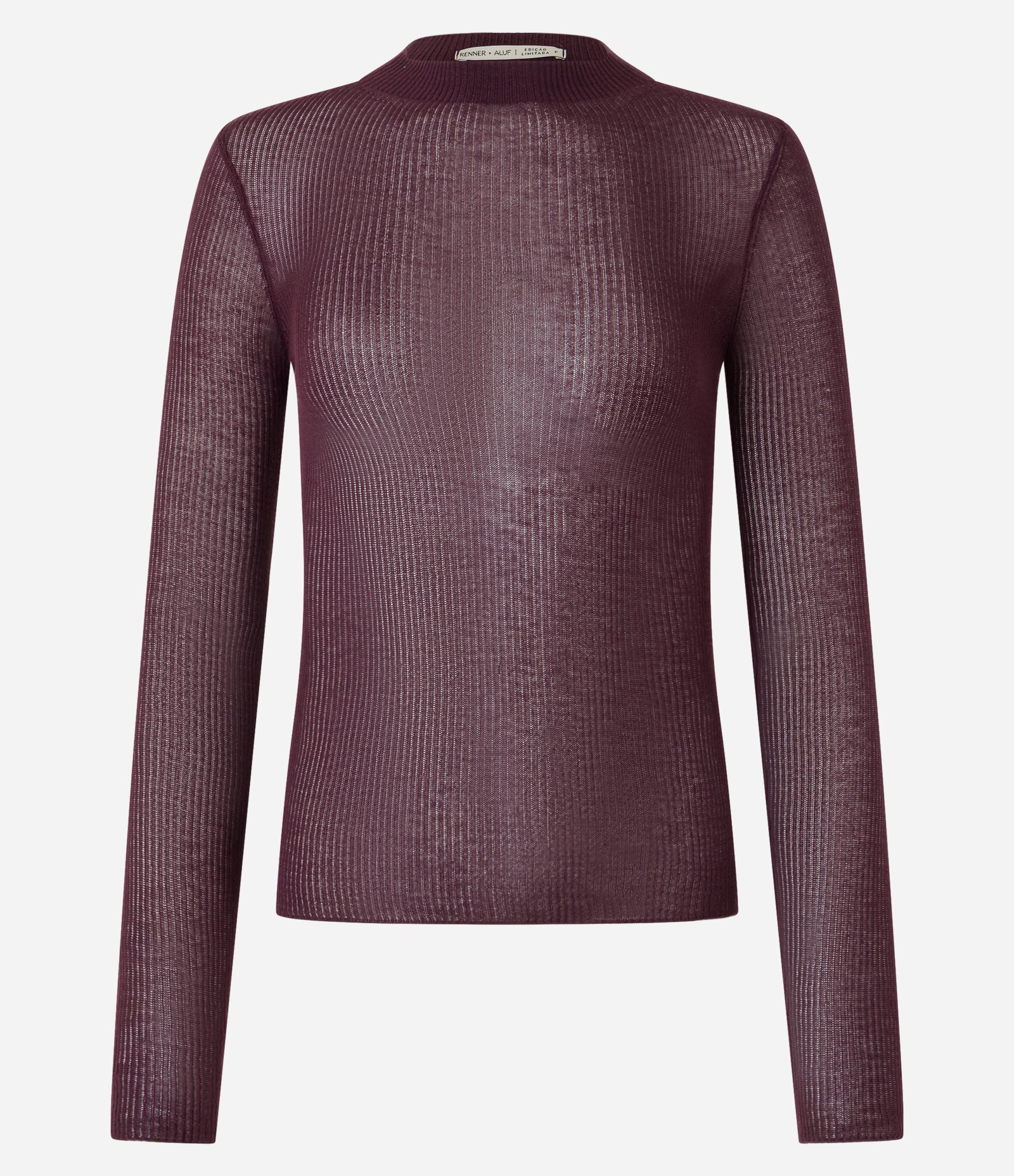 Blusa em Tricô Segunda Pele com Golinha Bordô 5