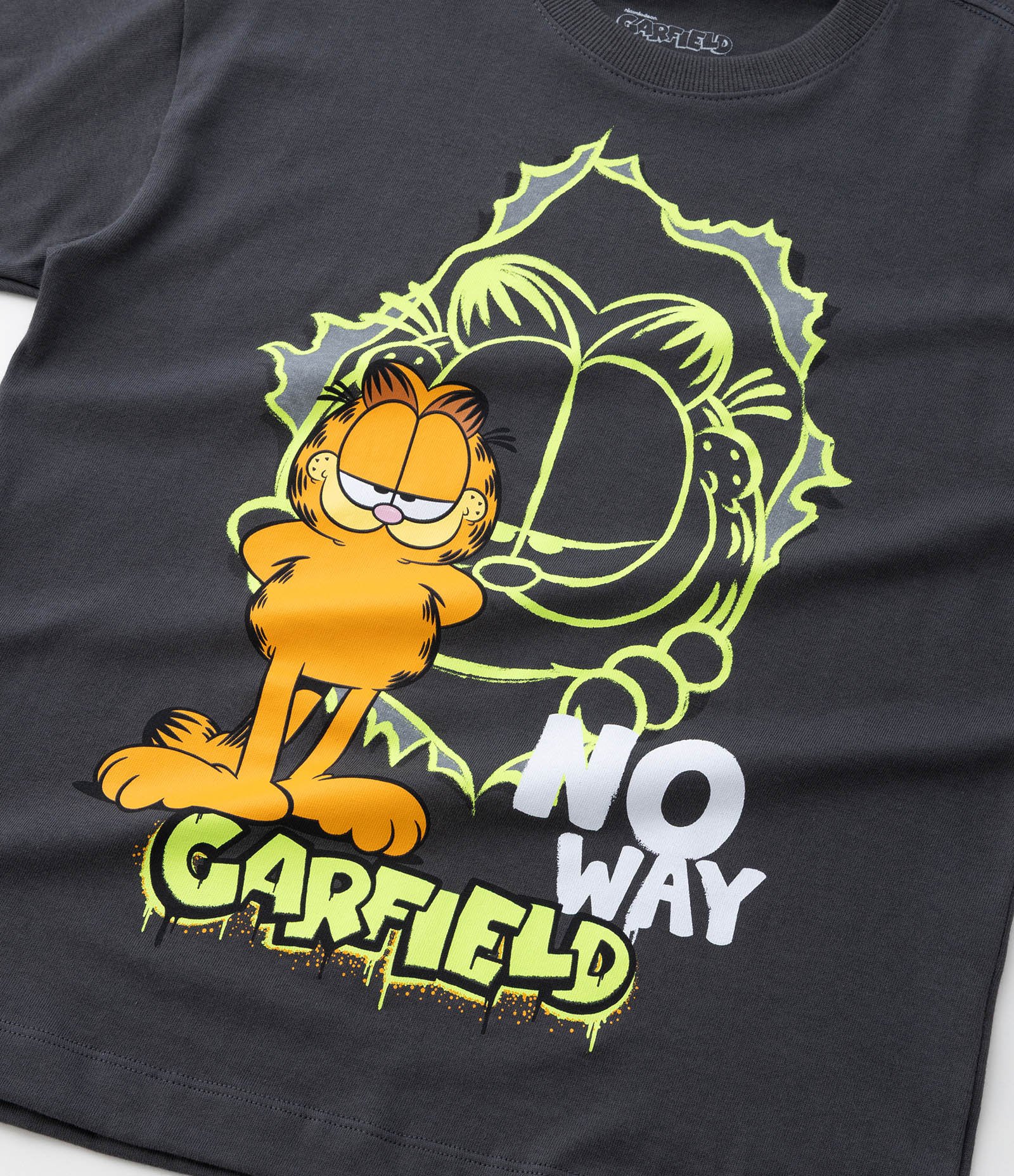 Camiseta Oversized Infantil Estampa do Garfield - Tam 5 a 14 Anos Cinza Escuro 5