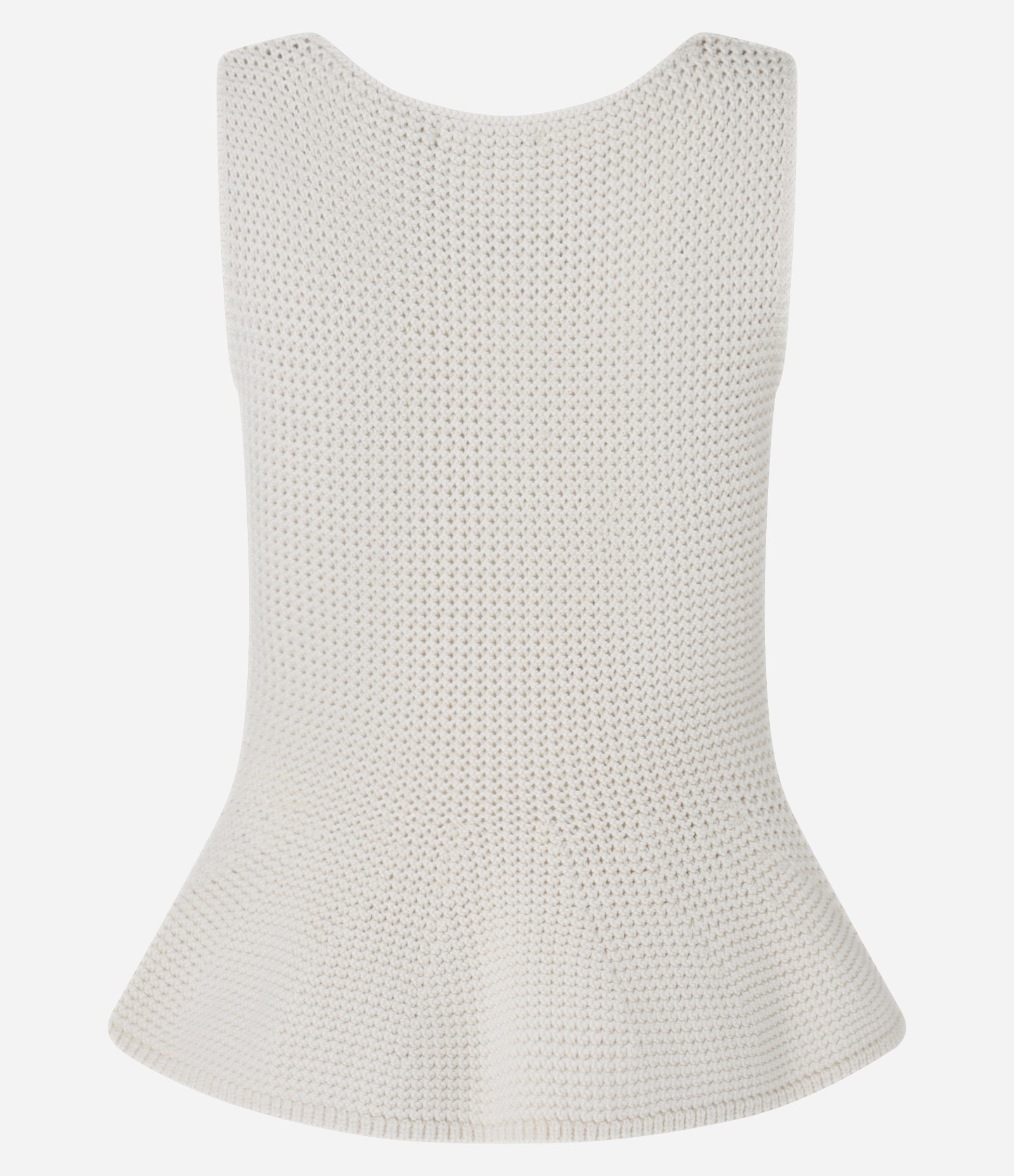 Blusa Peplum em Tricô com Ponto Vazado Off White 10