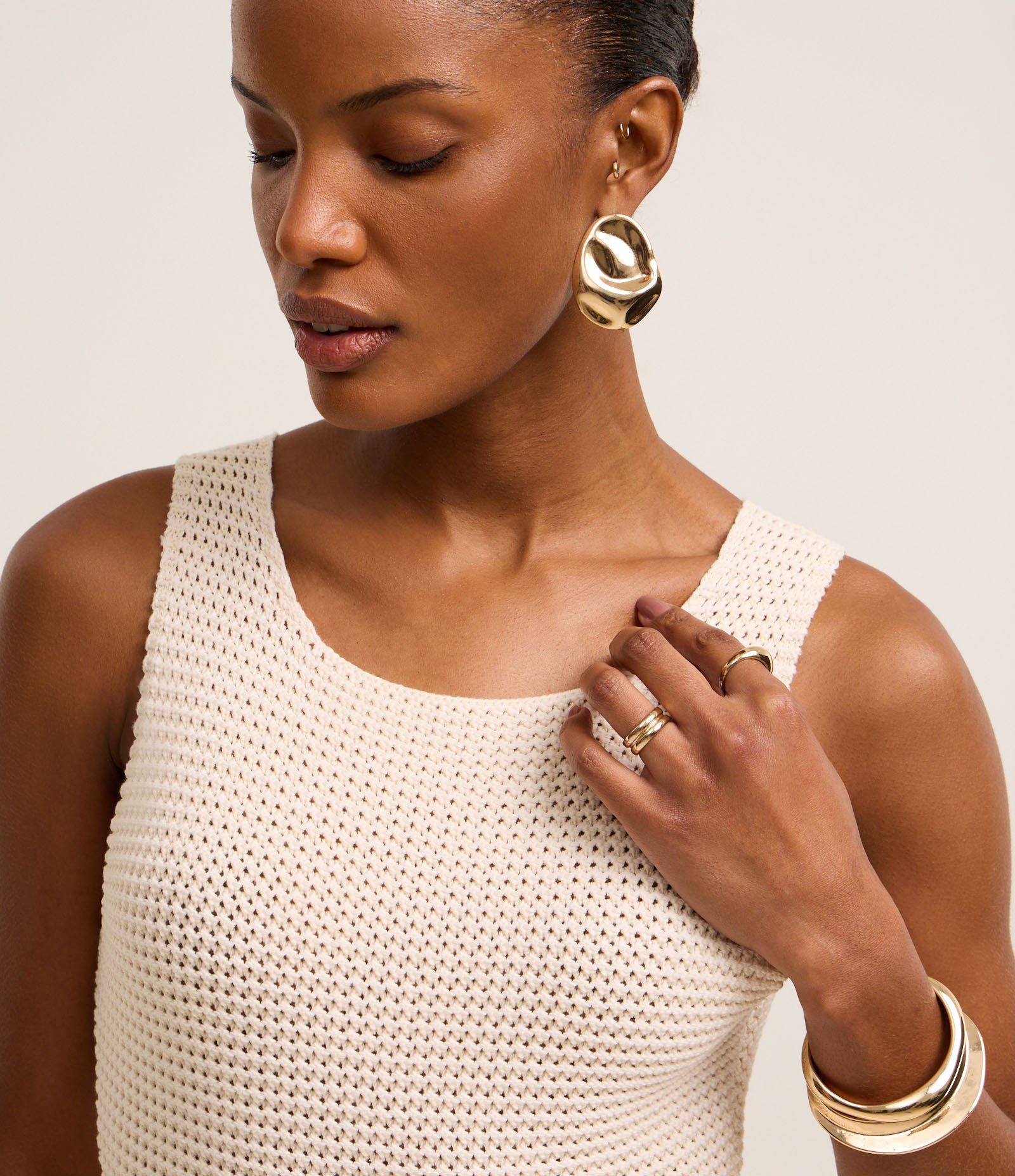 Blusa Peplum em Tricô com Ponto Vazado Off White 3