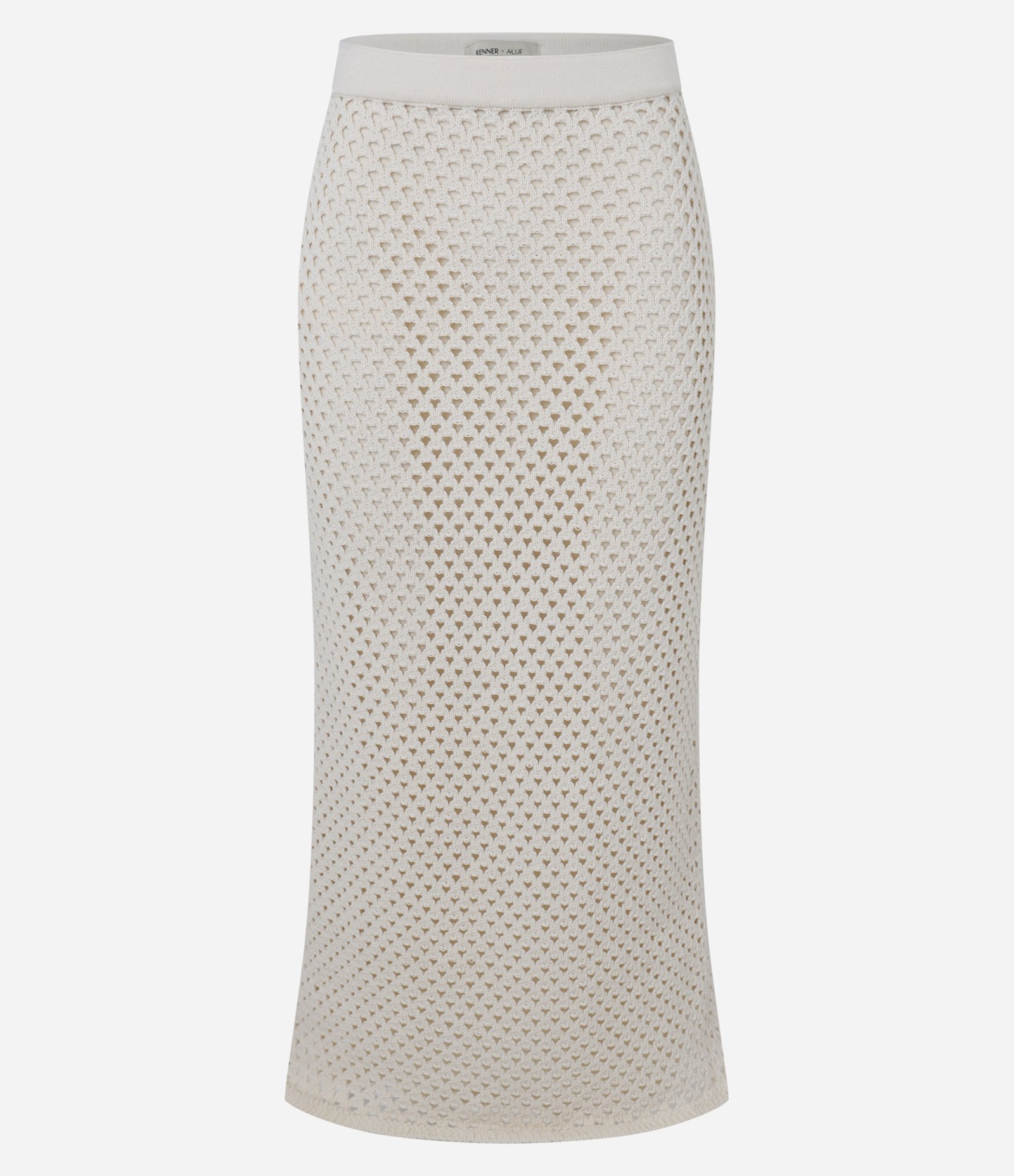 Saia Reta Longa em Tricô com Textura e Forro Removível Bege 8