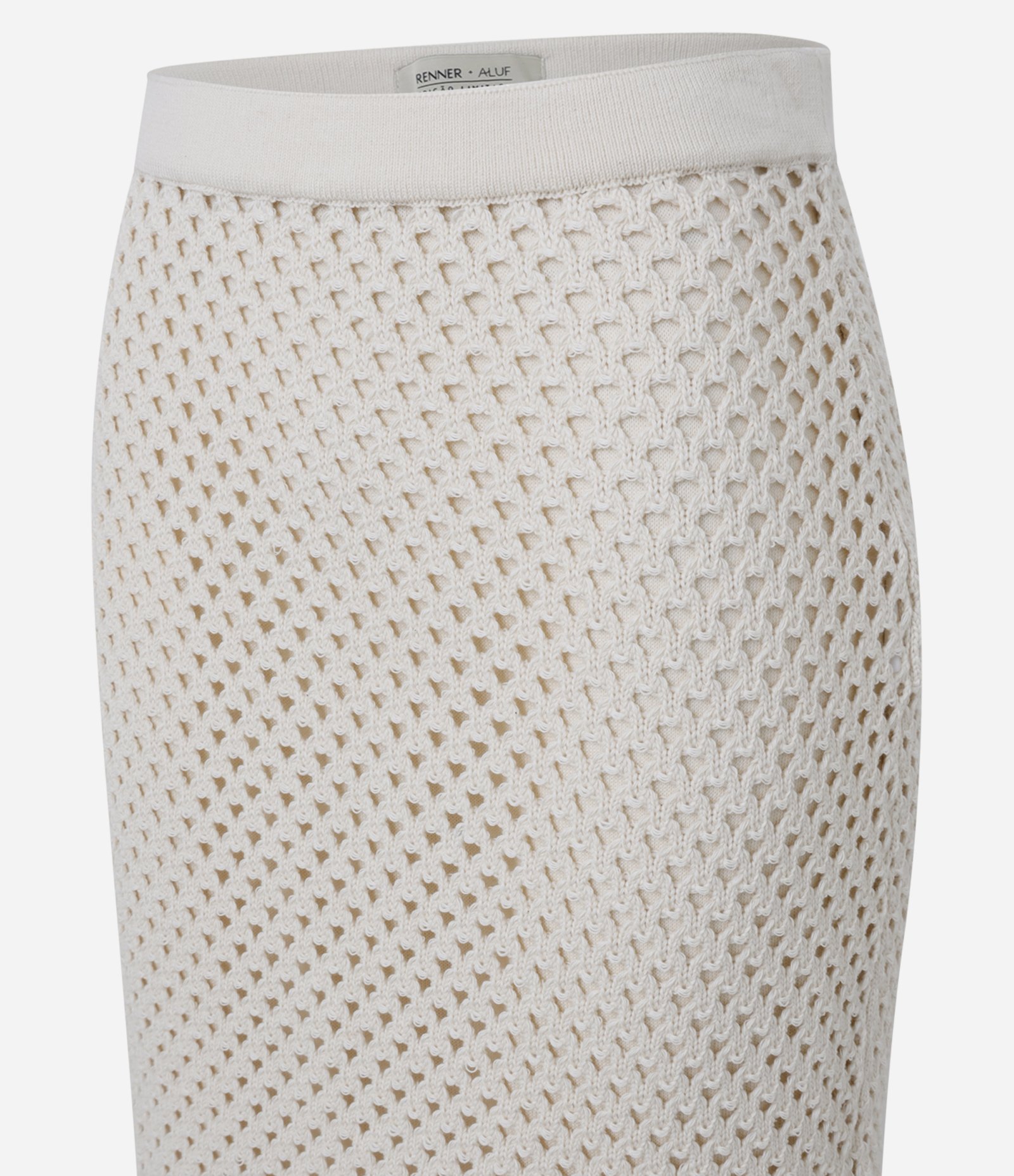 Saia Reta Longa em Tricô com Textura e Forro Removível Bege 9