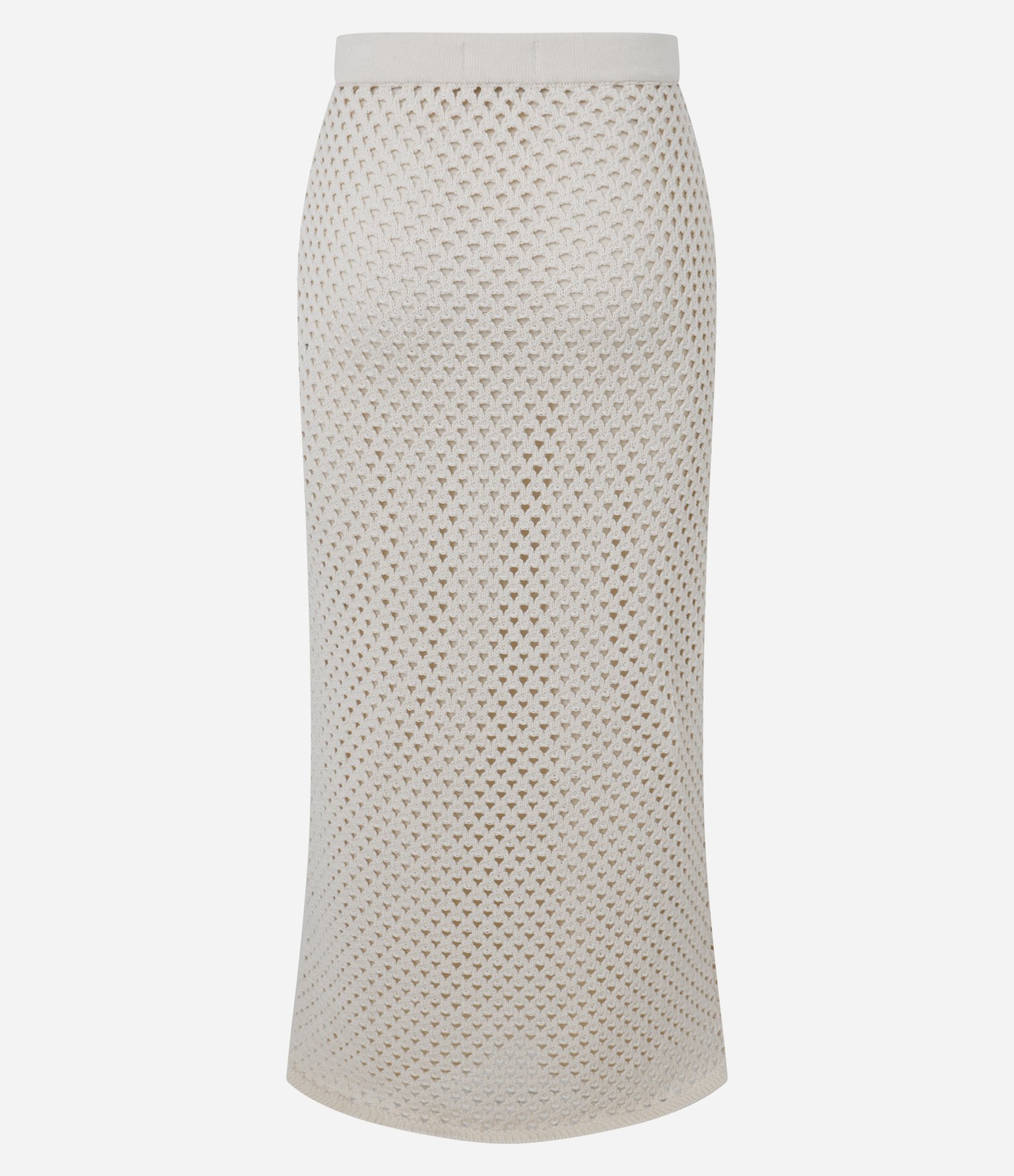 Saia Reta Longa em Tricô com Textura e Forro Removível Bege 10