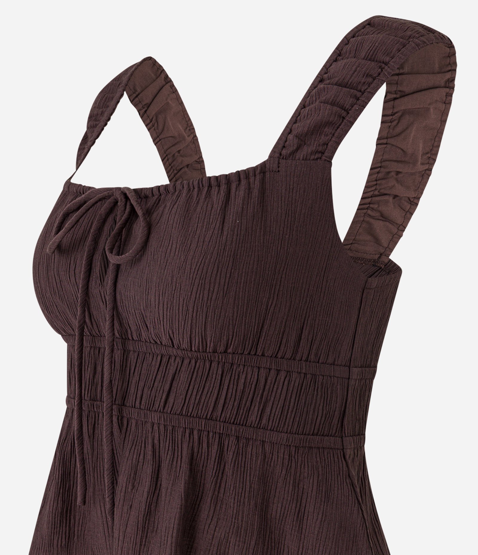 Blusa Texturizada com Amarração e Babado Marrom 7