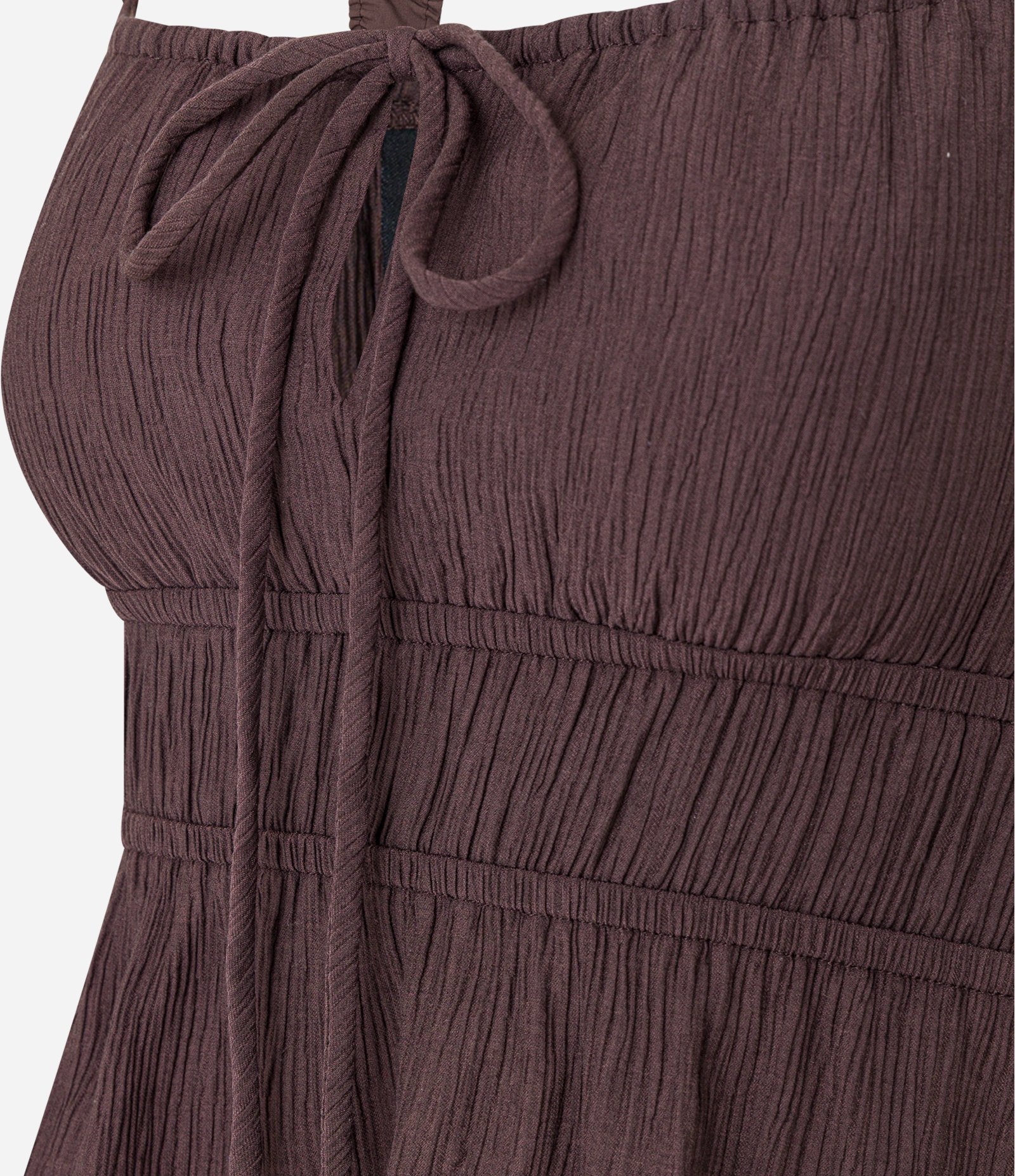 Blusa Texturizada com Amarração e Babado Marrom 8