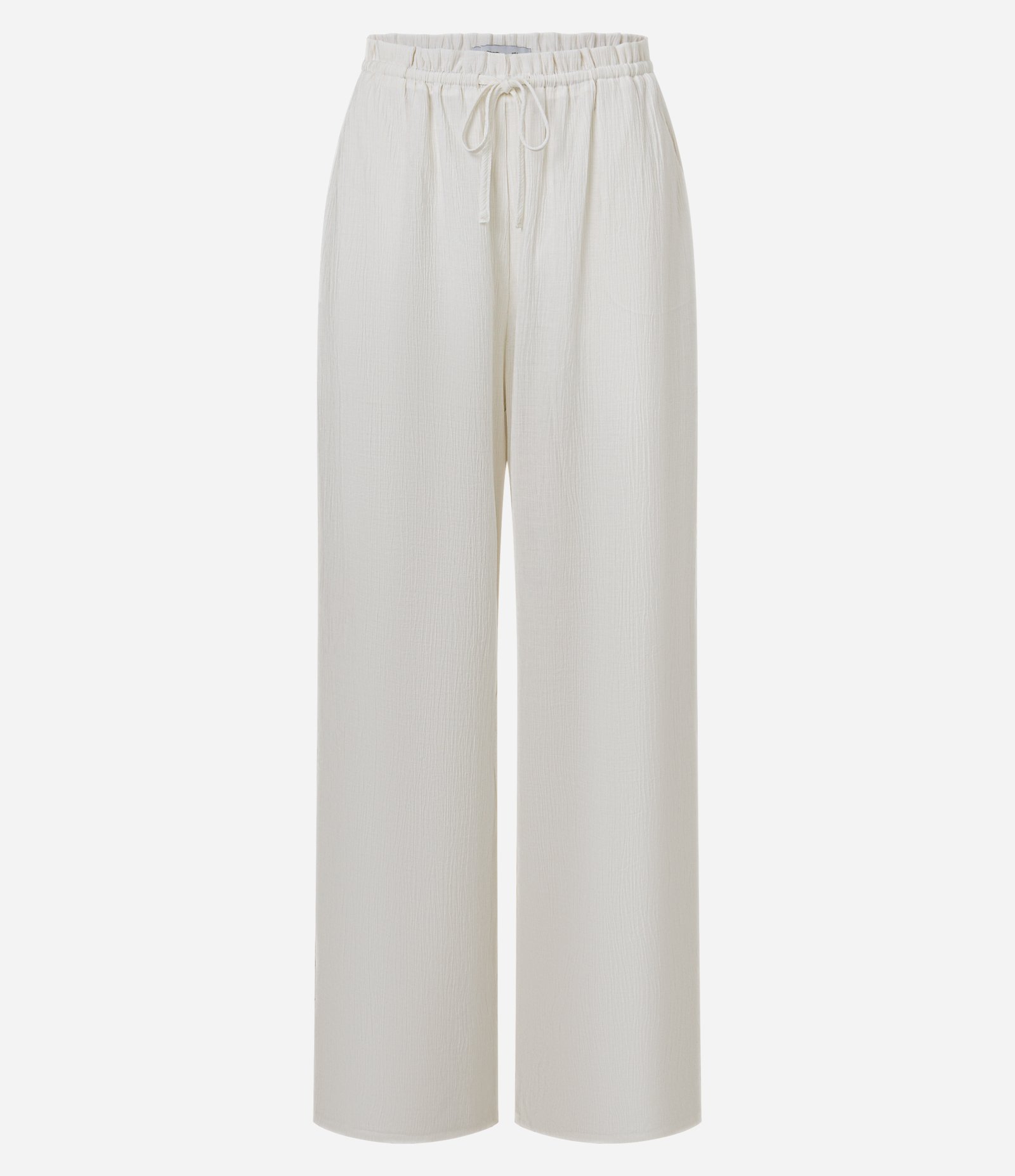 Calça Reta em Viscose Texturizada com Amarração na Cintura Branco 7